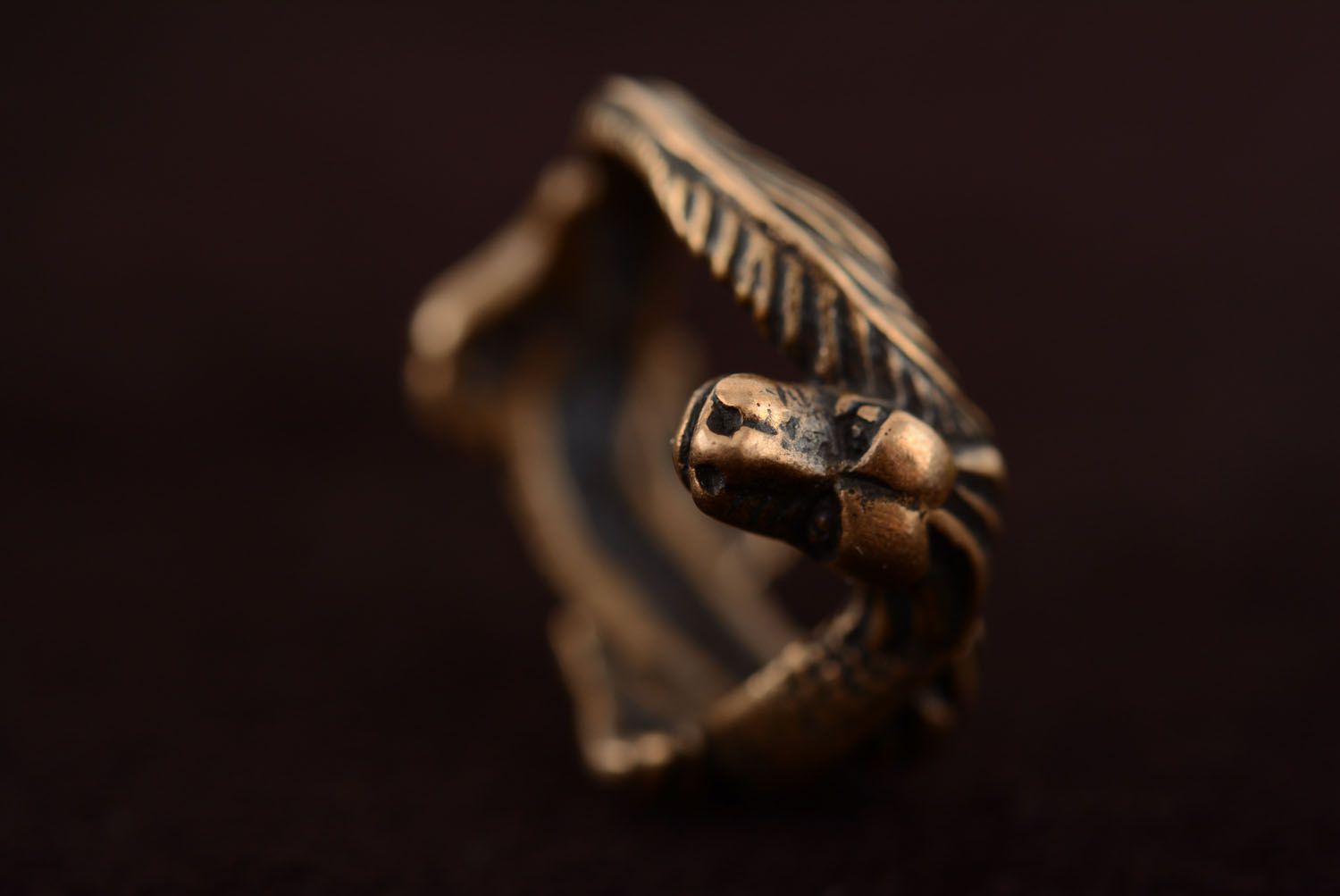 Bronze ring Dragon and the Sun photo 5