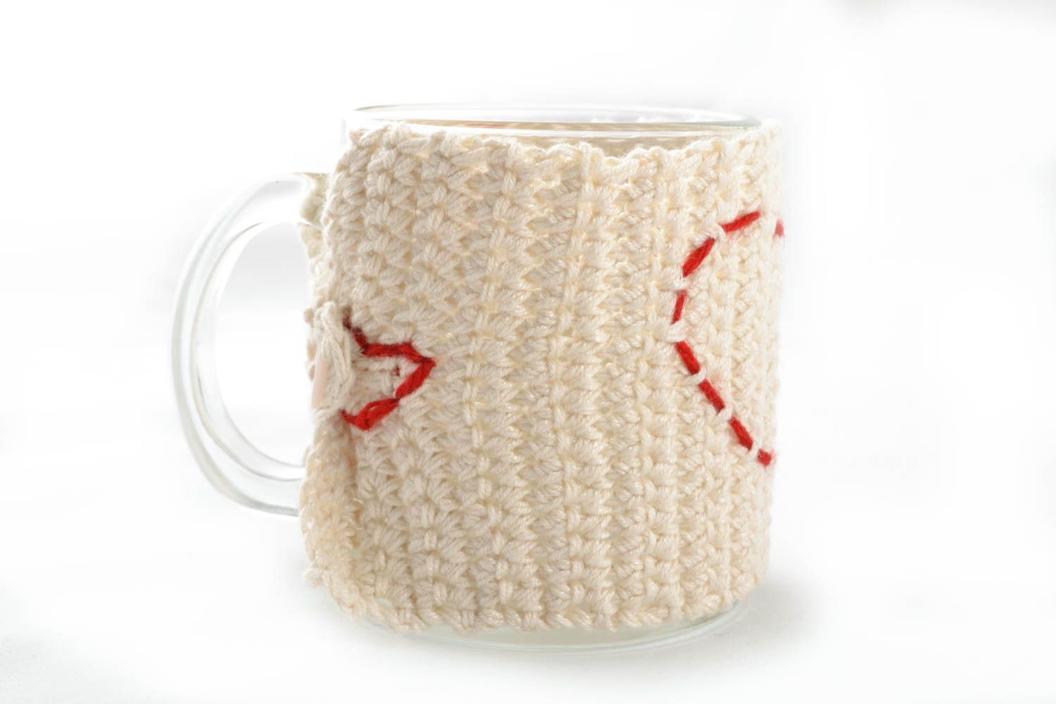 Cup with crochet cozy photo 1