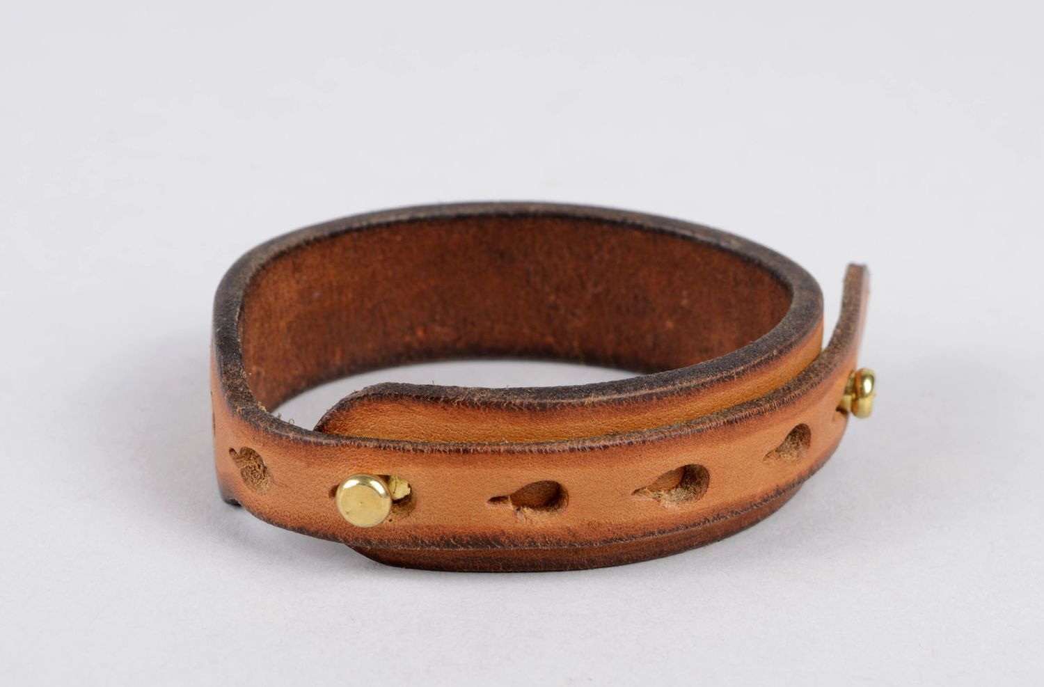 Handmade leather jewelry wide leather bracelet designer bracelet leather goods photo 2
