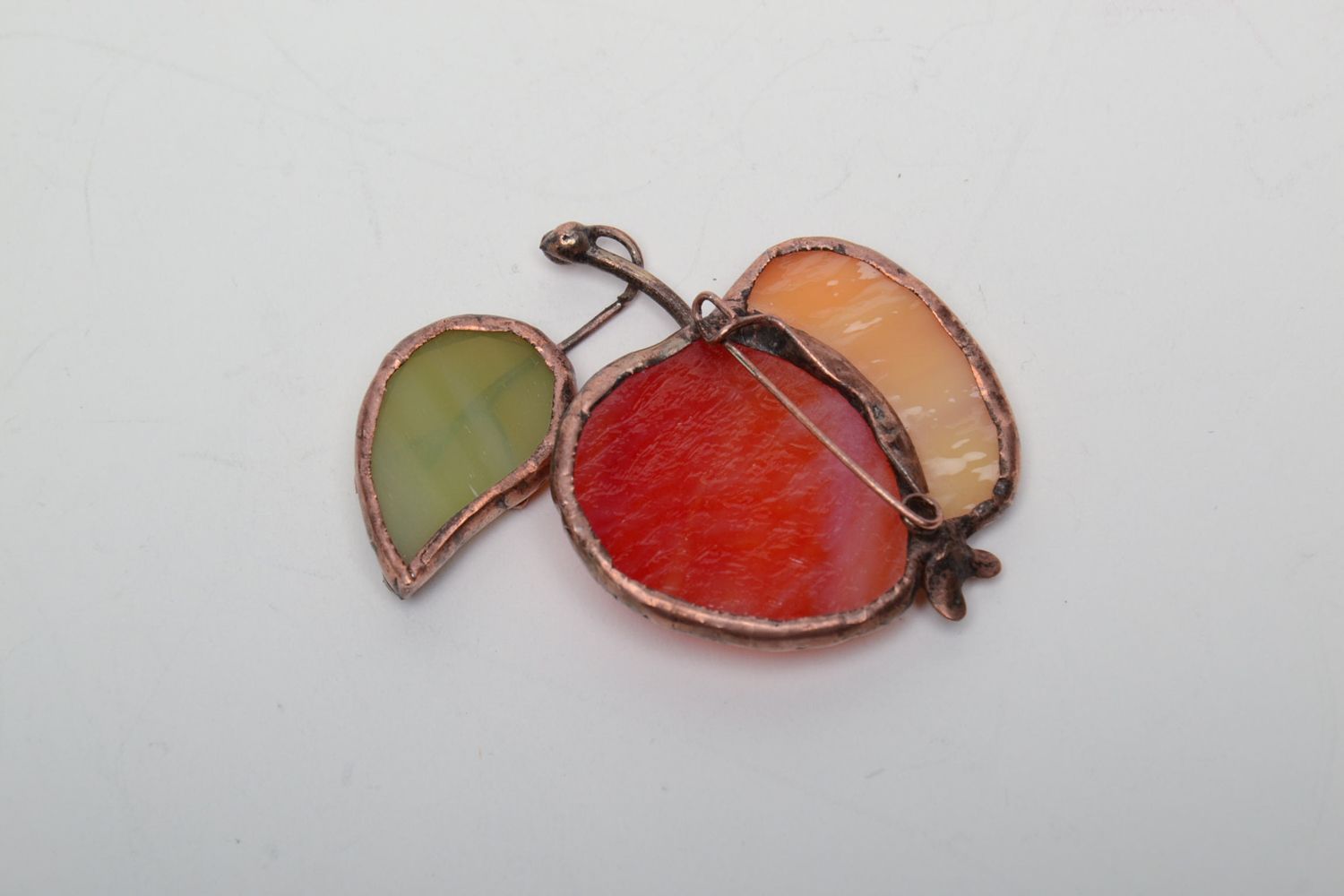 Stained glass brooch Red Apple photo 4