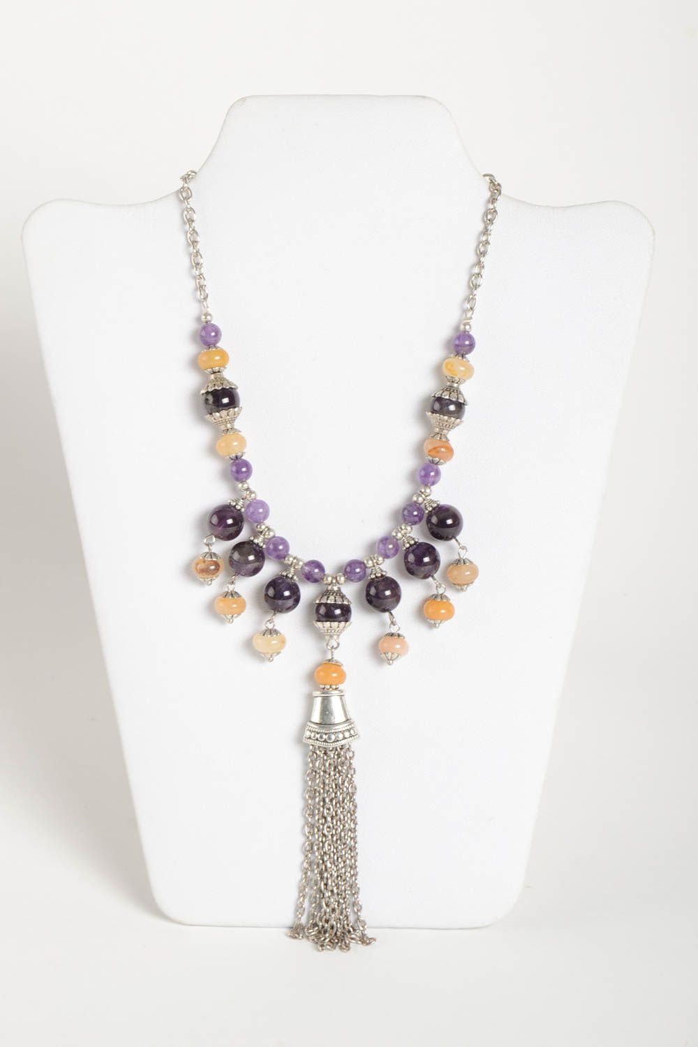 Modeschmuck Halskette handgemacht Accessoire für Frauen Damen Collier Amethyst foto 2