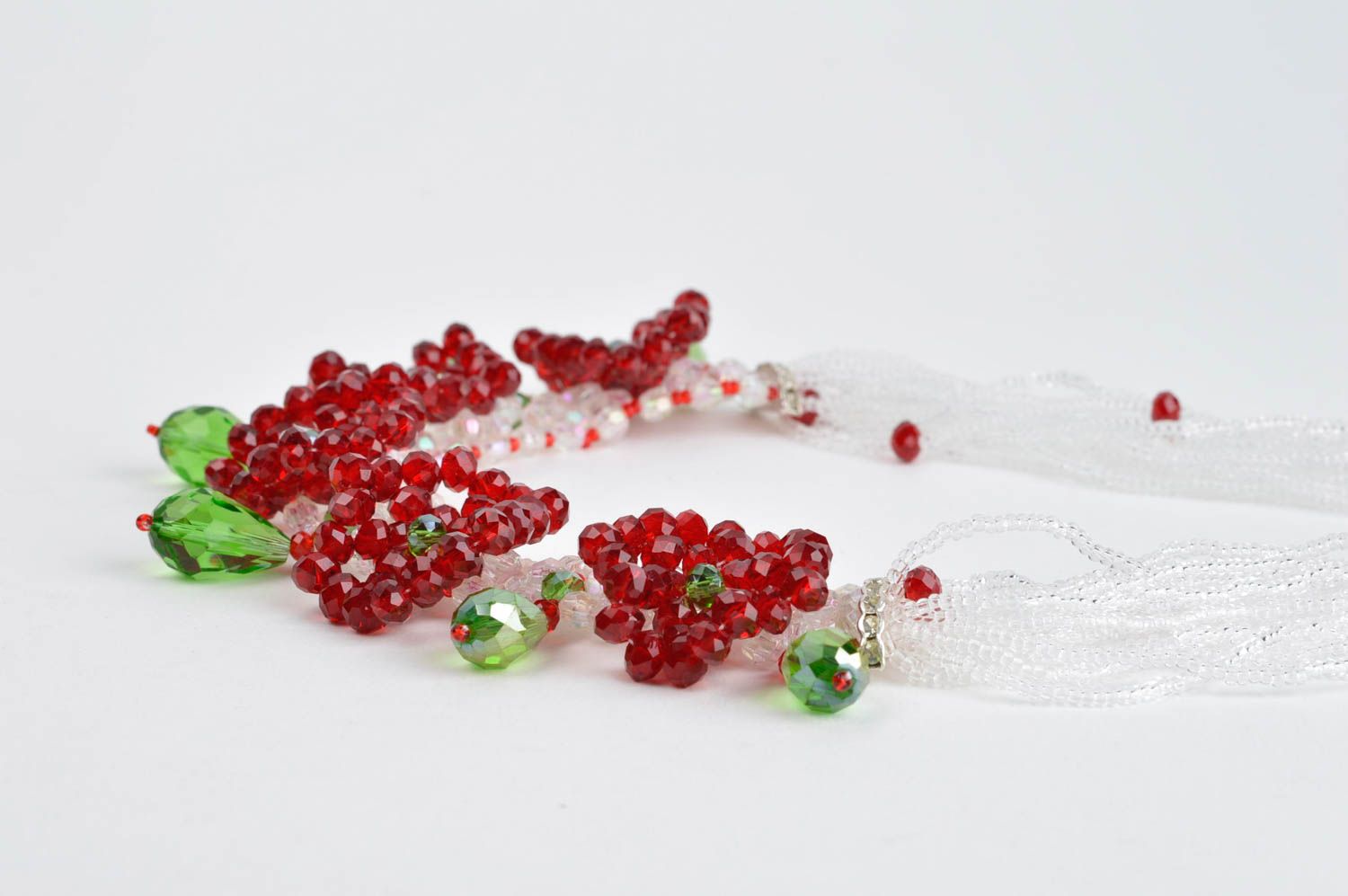 handmade beads necklace handmade bijouterie jewelry of beads flower necklace photo 2