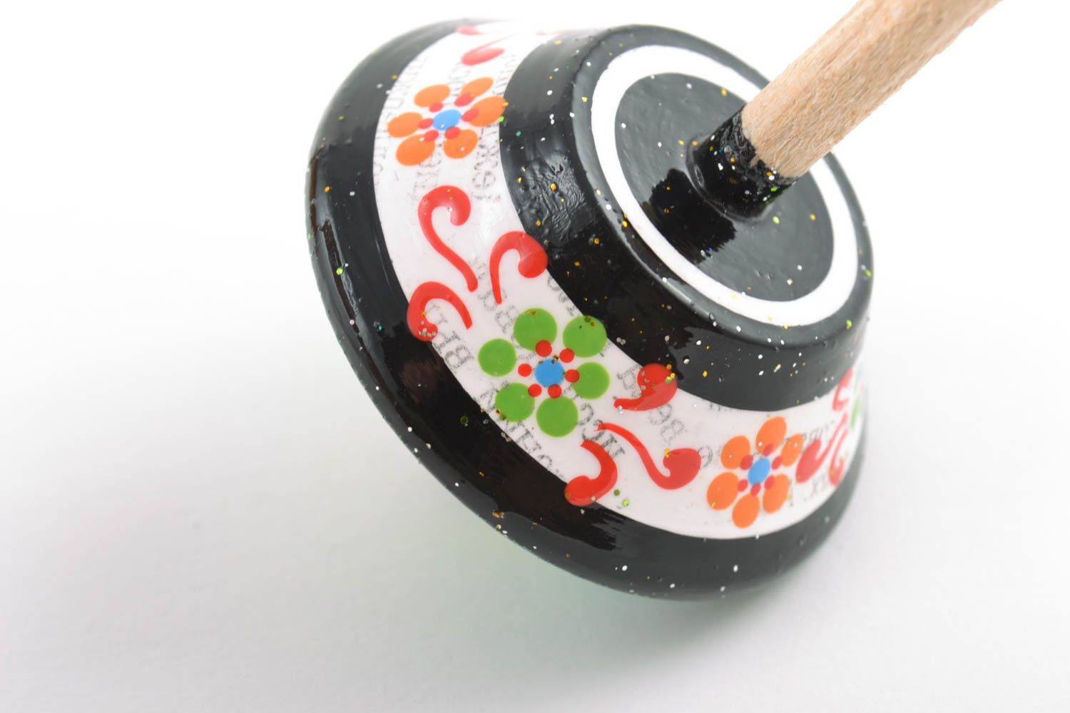 Children's handmade small painted wooden toy spinning top  photo 5