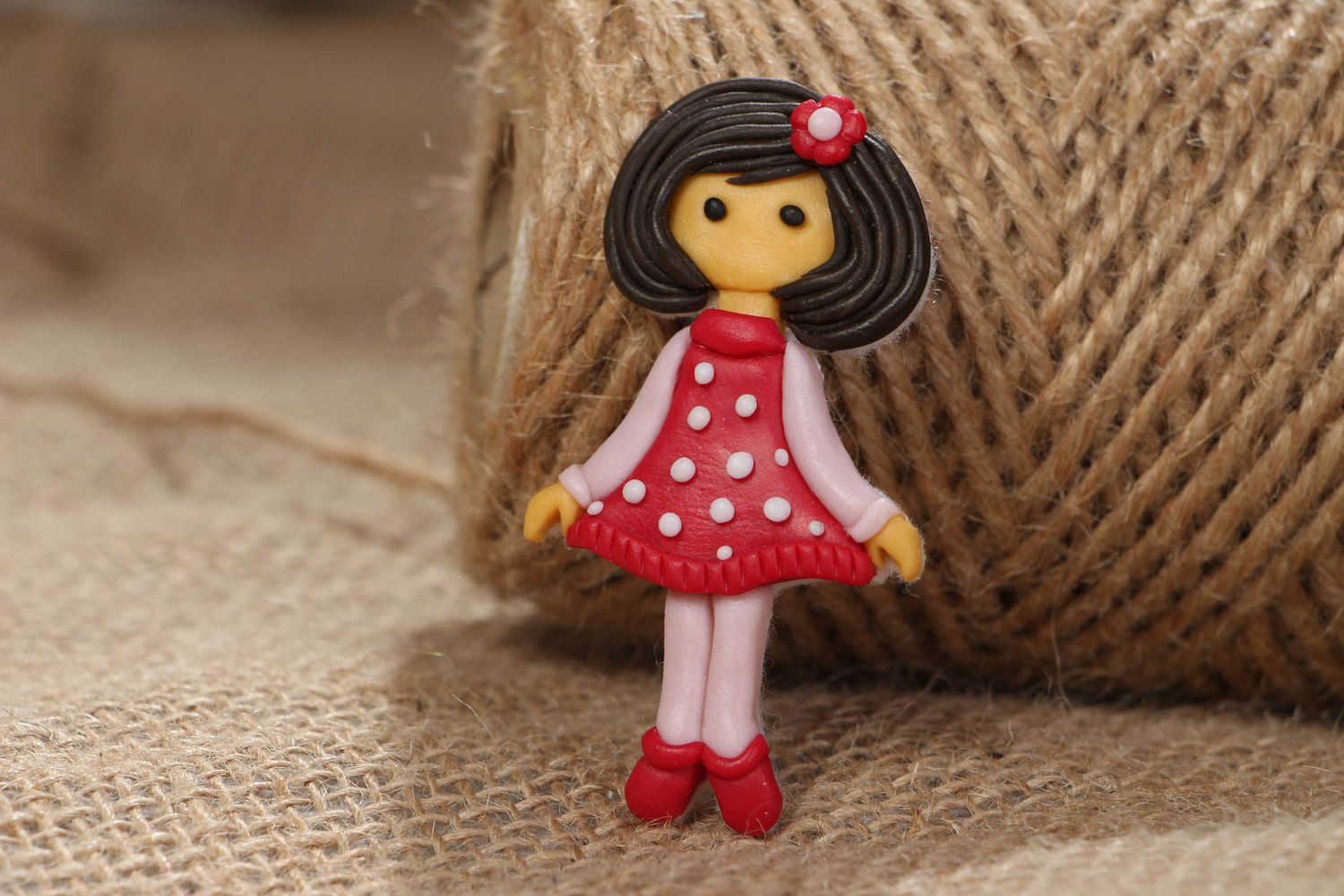 Plastic brooch in the shape of doll Polina photo 5