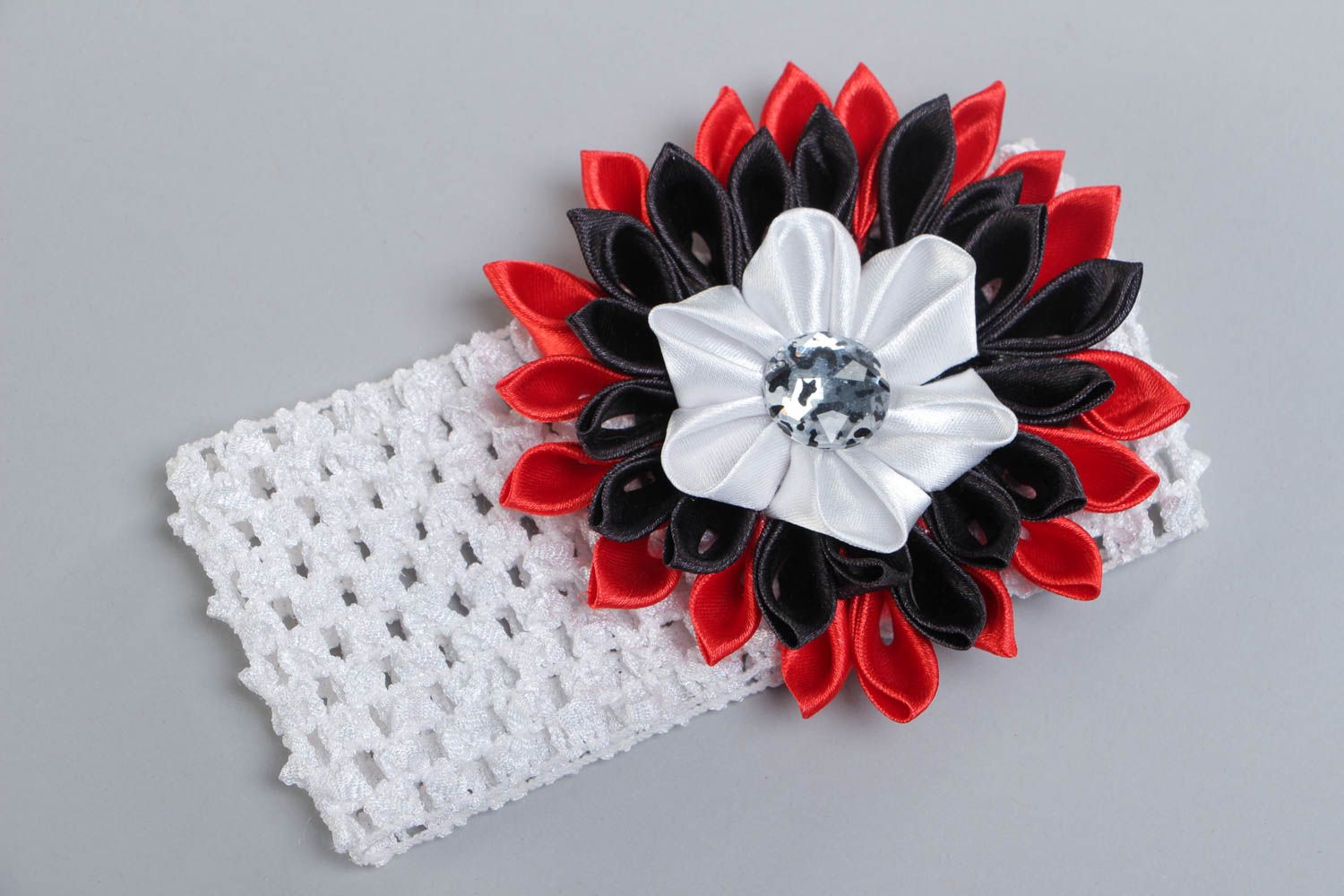Kanzashi Haarband mit Blume origineller Haarschmuck für Mädchen Geschenk handmade foto 2