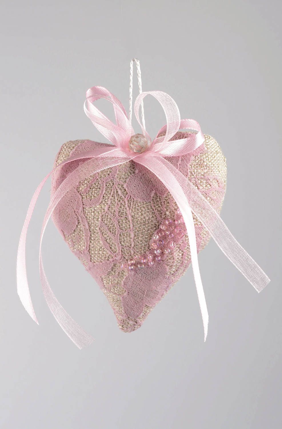Stoff Herz handgefrtigt Geschenk für Freundin interessant Plüsch Herz rosa foto 4