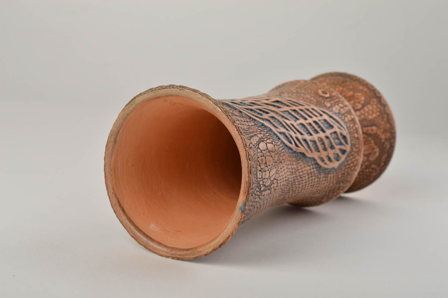 9 inchs brown handmade ceramic vase décor with ornament 1,05 lb photo 3