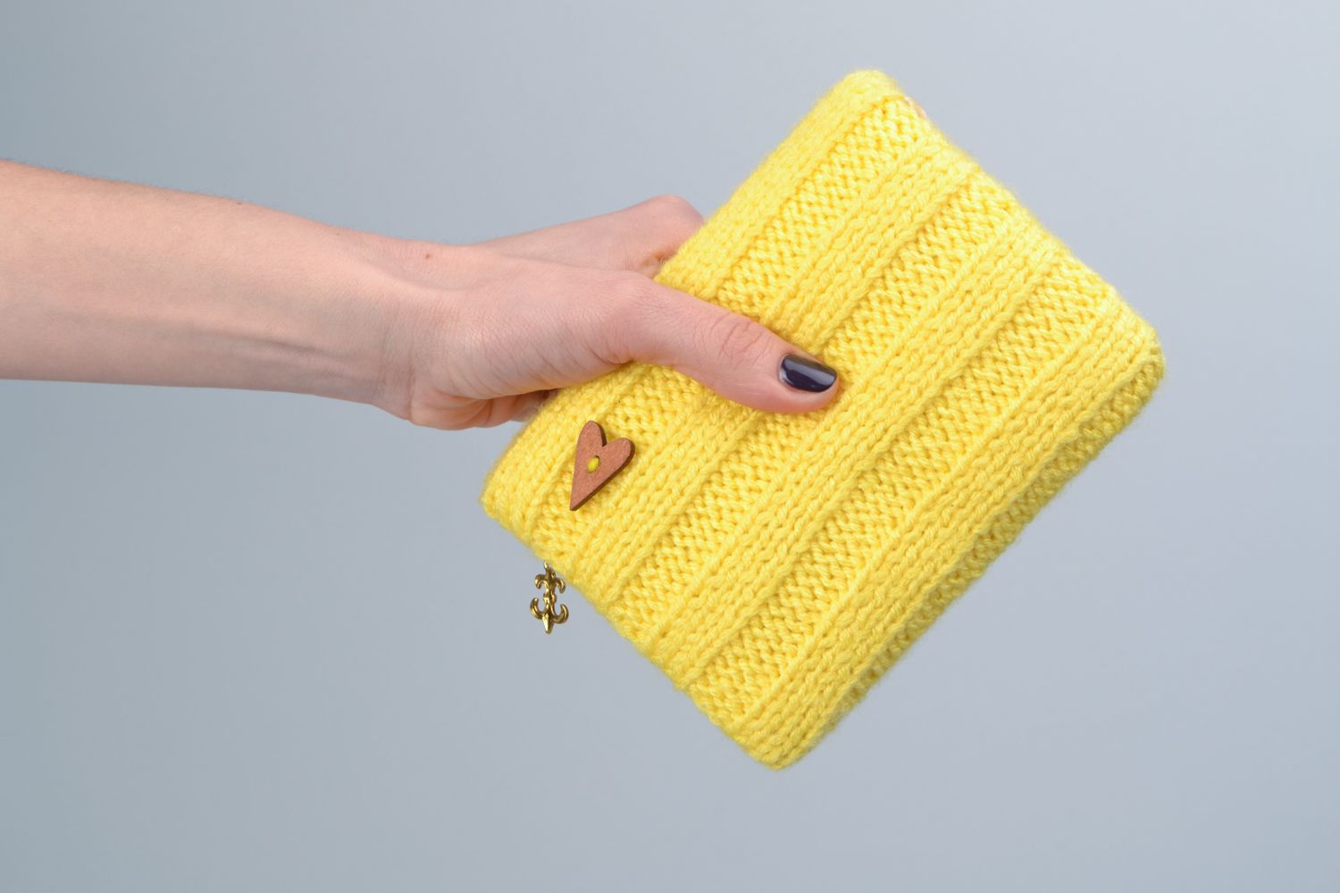 Yellow notebook in knit cover photo 2
