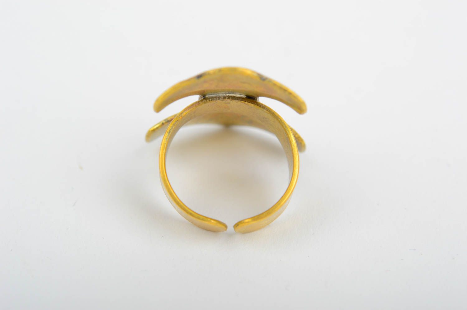 Handmade brass designer ring unusual interesting ring metal accessory photo 4