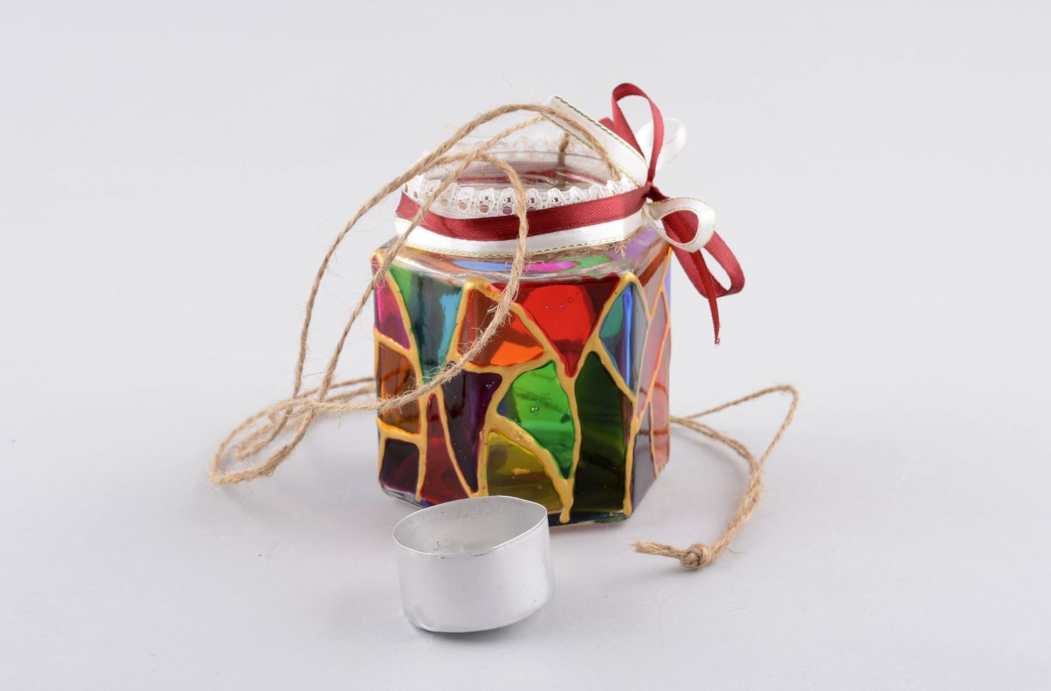 Beautiful handmade glass candlestick glass craft interior decorating gift ideas photo 4