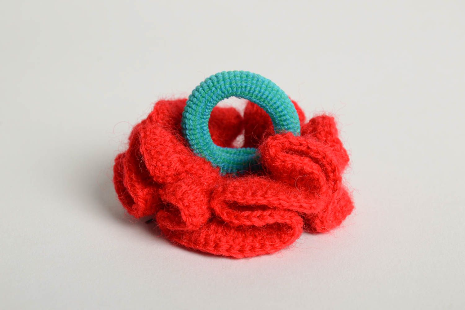Unusual handmade crochet scrunchie flowers in hair designer hair accessories photo 4