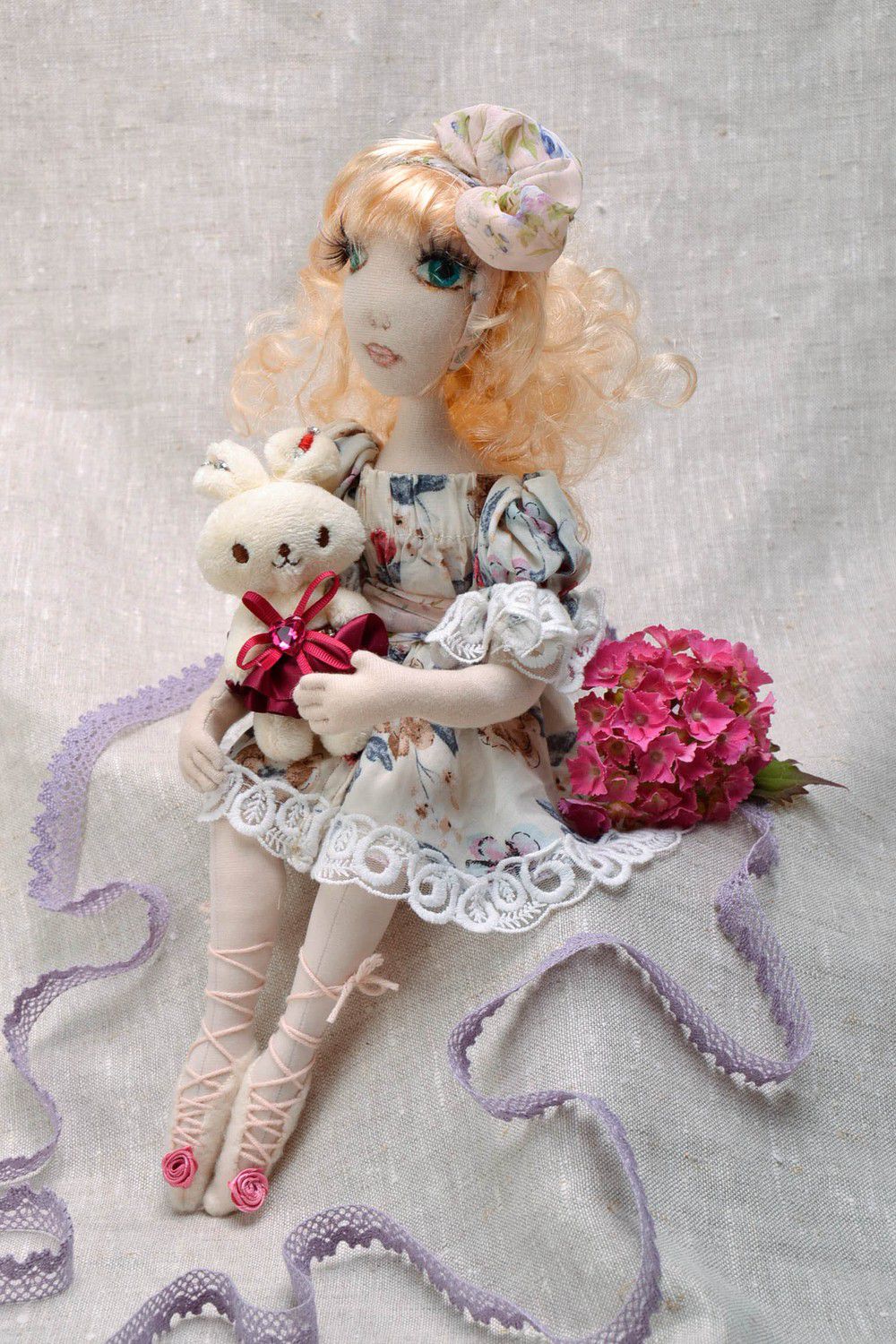 Handmade soft doll with holder photo 5