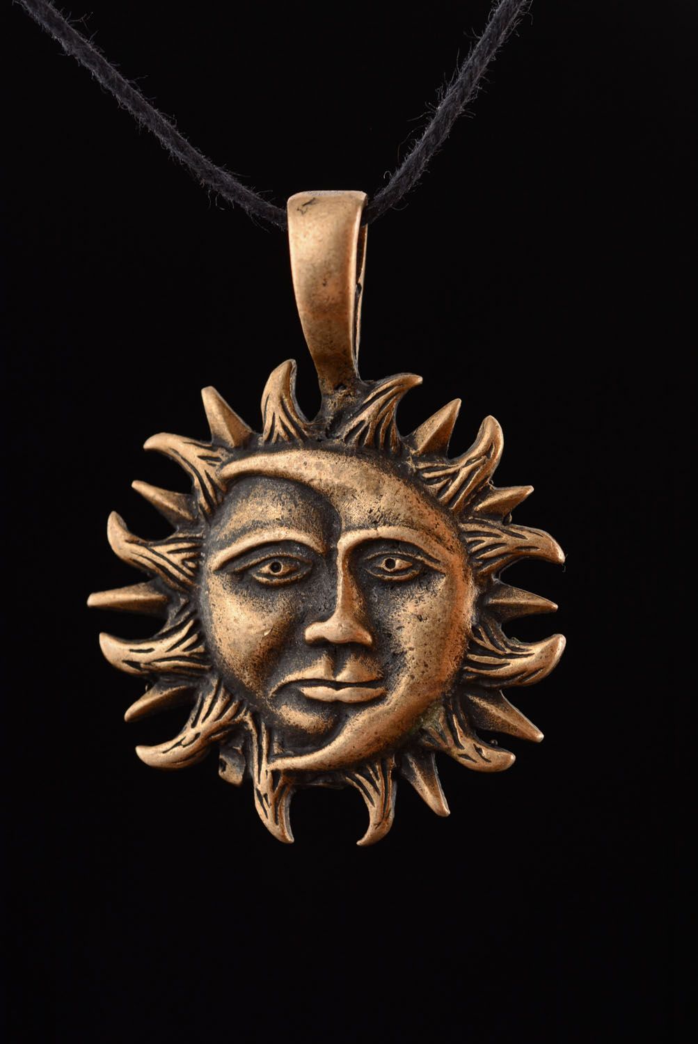 Bronze pendant Moon and Sun photo 3