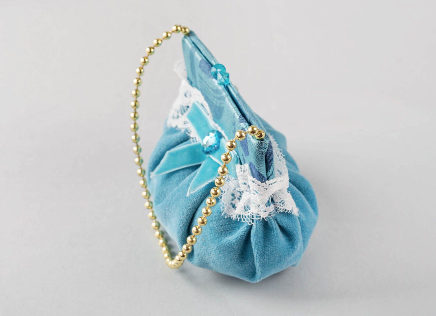 Интерьерная подвеска из ткани ручной работы оригинальная голубая симпатичная фото 4