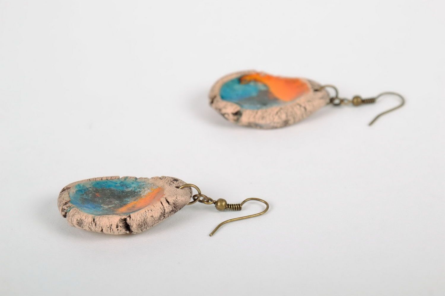 Ceramic and glass earrings photo 3