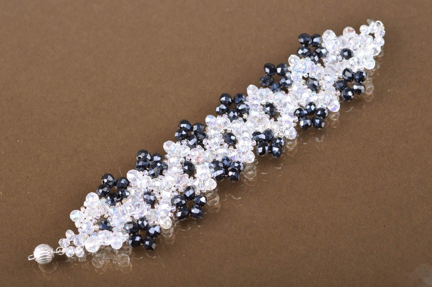 Bracelet en perles de cristal fait main large bijou original pour femme photo 2