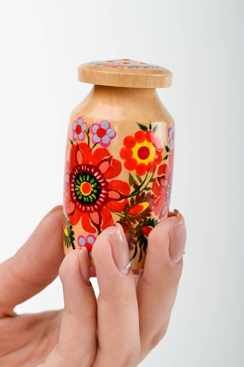 Handmade Salz Dose aus Holz mit Blumen Küchen Zubehör Aufbewahrung Gewürze  foto 2