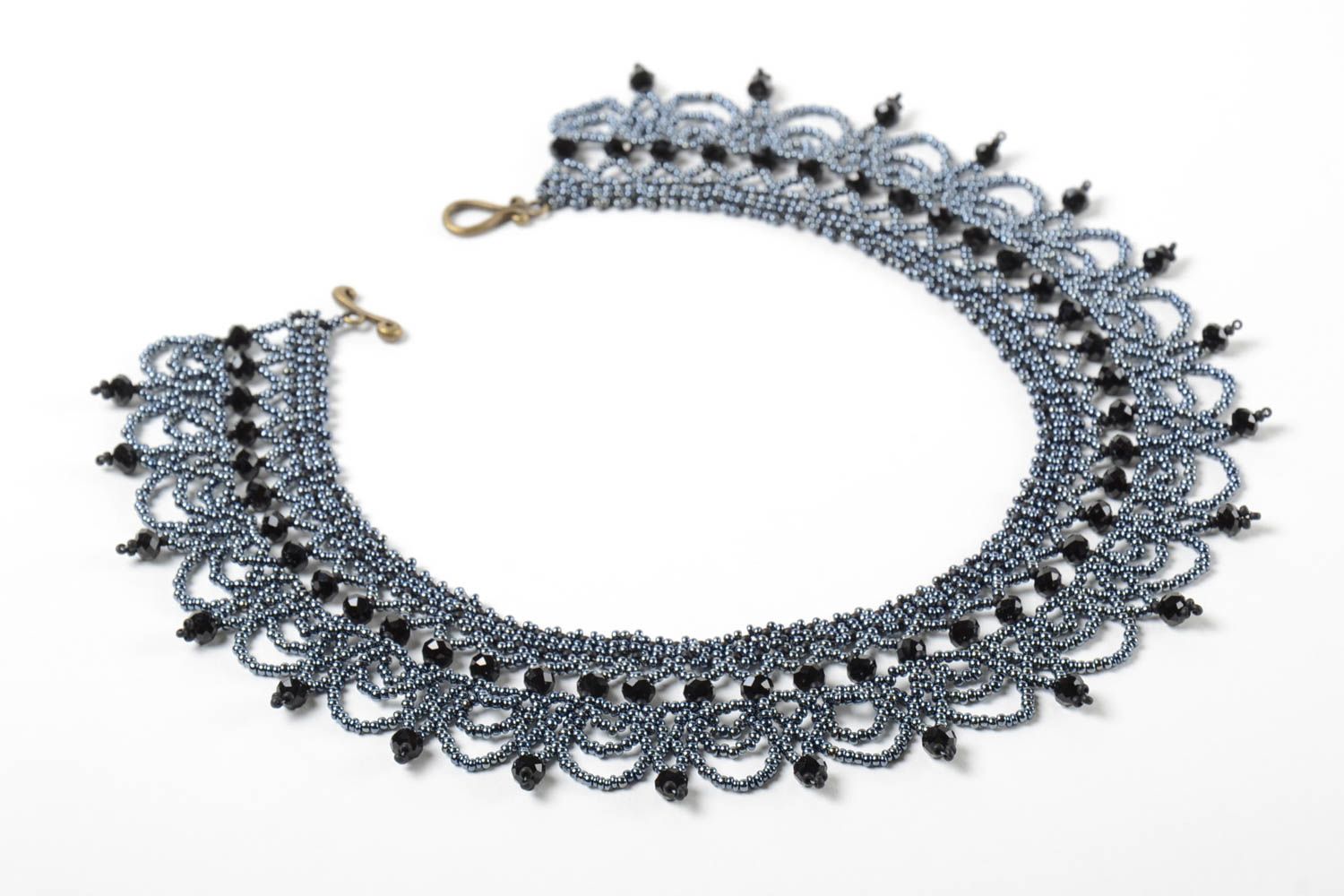 Handmade Designer Schmuck Halskette für Frauen Halskette aus Glasperlen dunkel foto 5