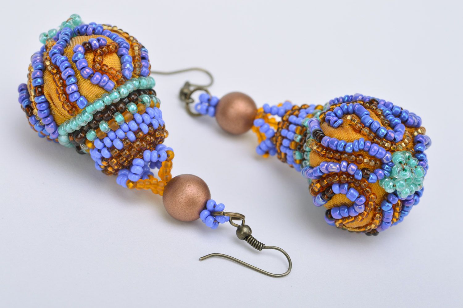 Boucles d'oreilles en perles de rocaille tchèques faites main orientales photo 5