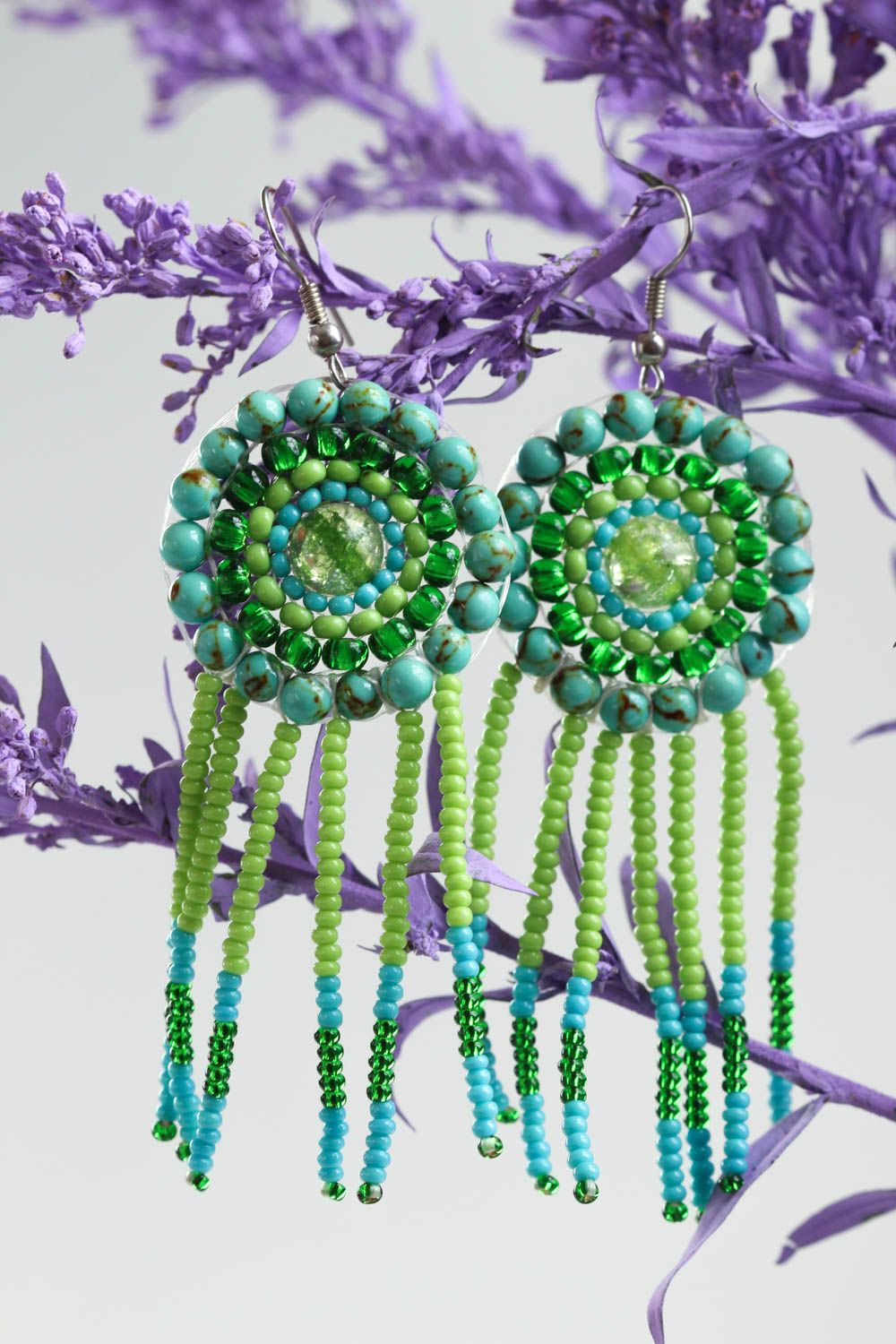 Handmade turquoise earrings jewelry in Indian style designer earrings photo 1