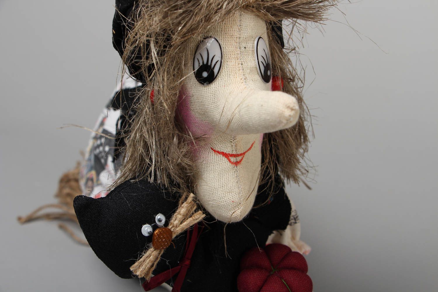 Handmade designer toy Witch with Broom photo 3