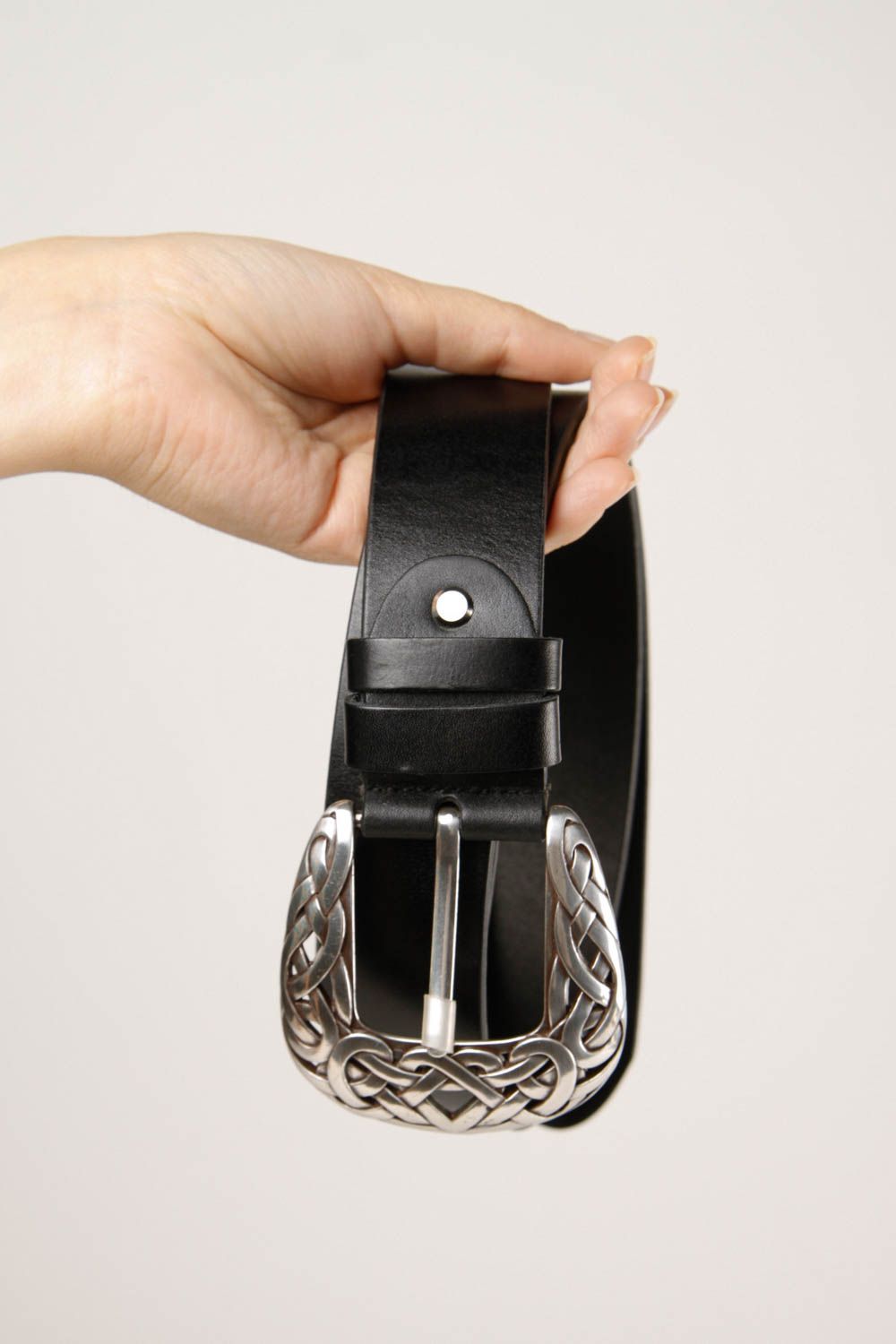 Cinturón de cuero natural hecho a mano ropa masculina accesorio de moda foto 2