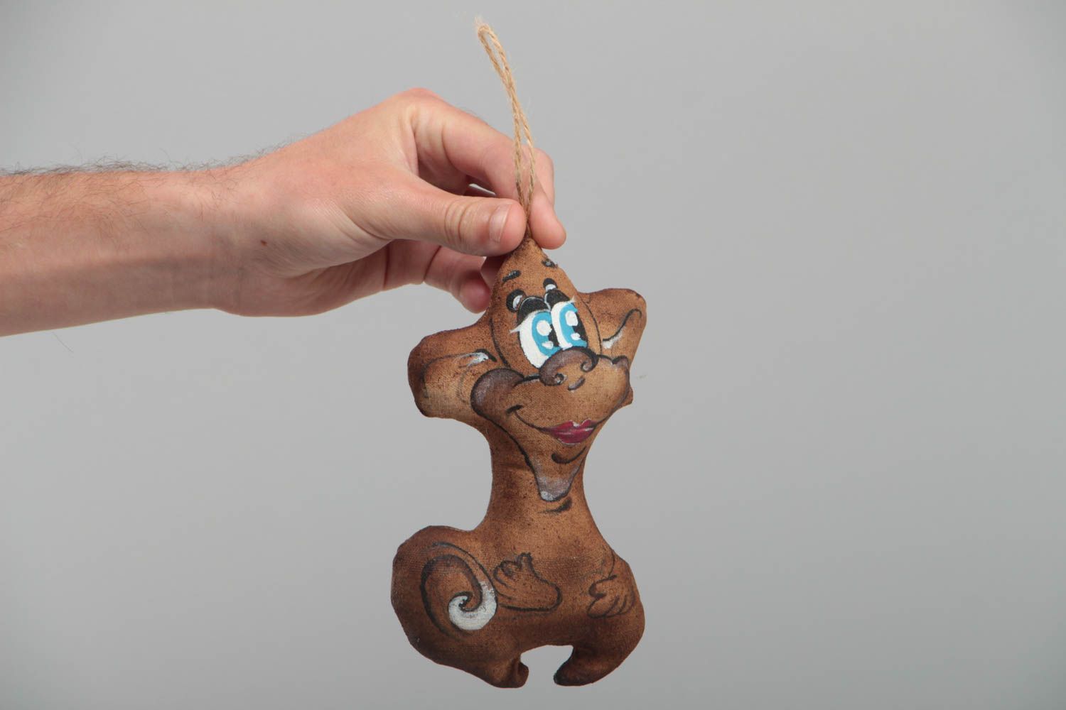 Игрушка с запахом ручной работы из ткани обезьянка с петелькой авторская для дома фото 5