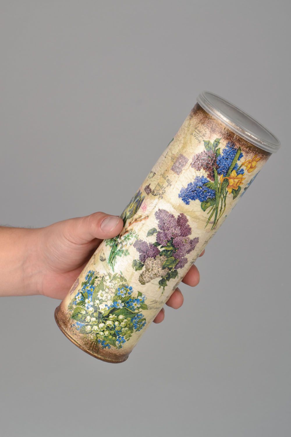15 oz decorative handmade jar in floral design with lid 0,15 lb photo 1
