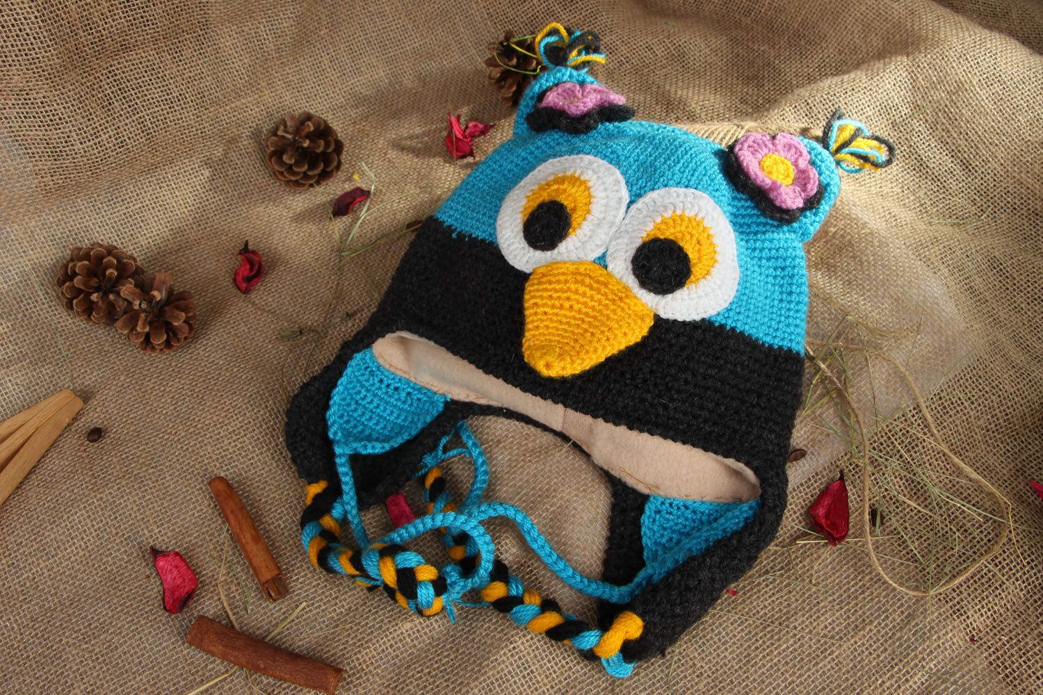 Homemade crochet hat Owl photo 5