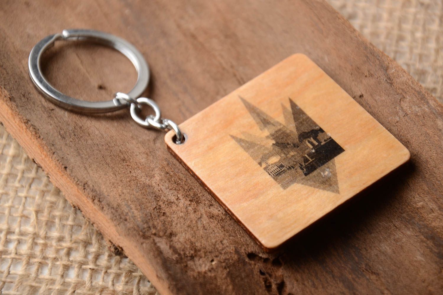 Homemade wooden keychain designer accessories key ring souvenir ideas cool gifts photo 1