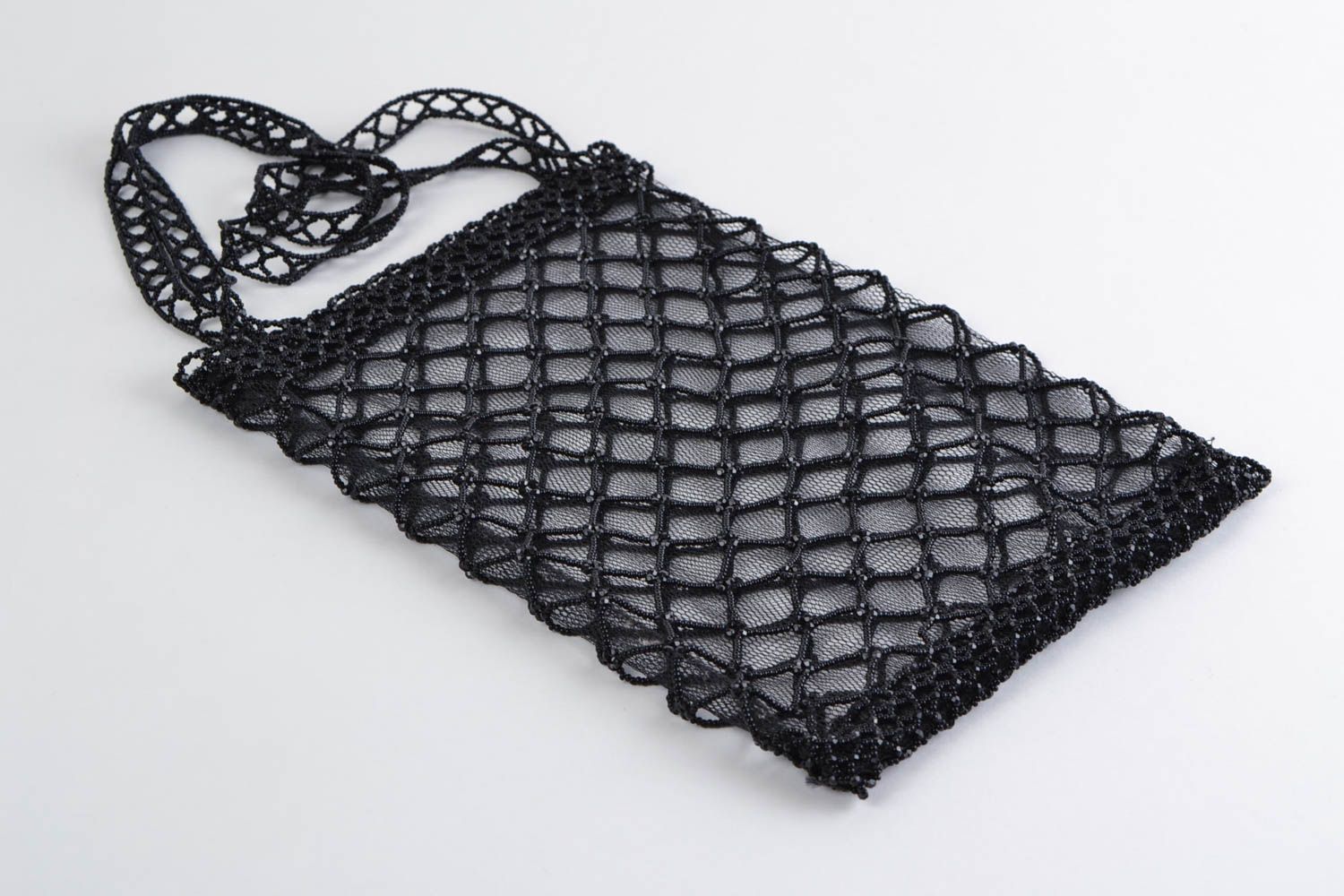 Bolso artesanal trenzado de abalorios transparente para mujeres foto 4