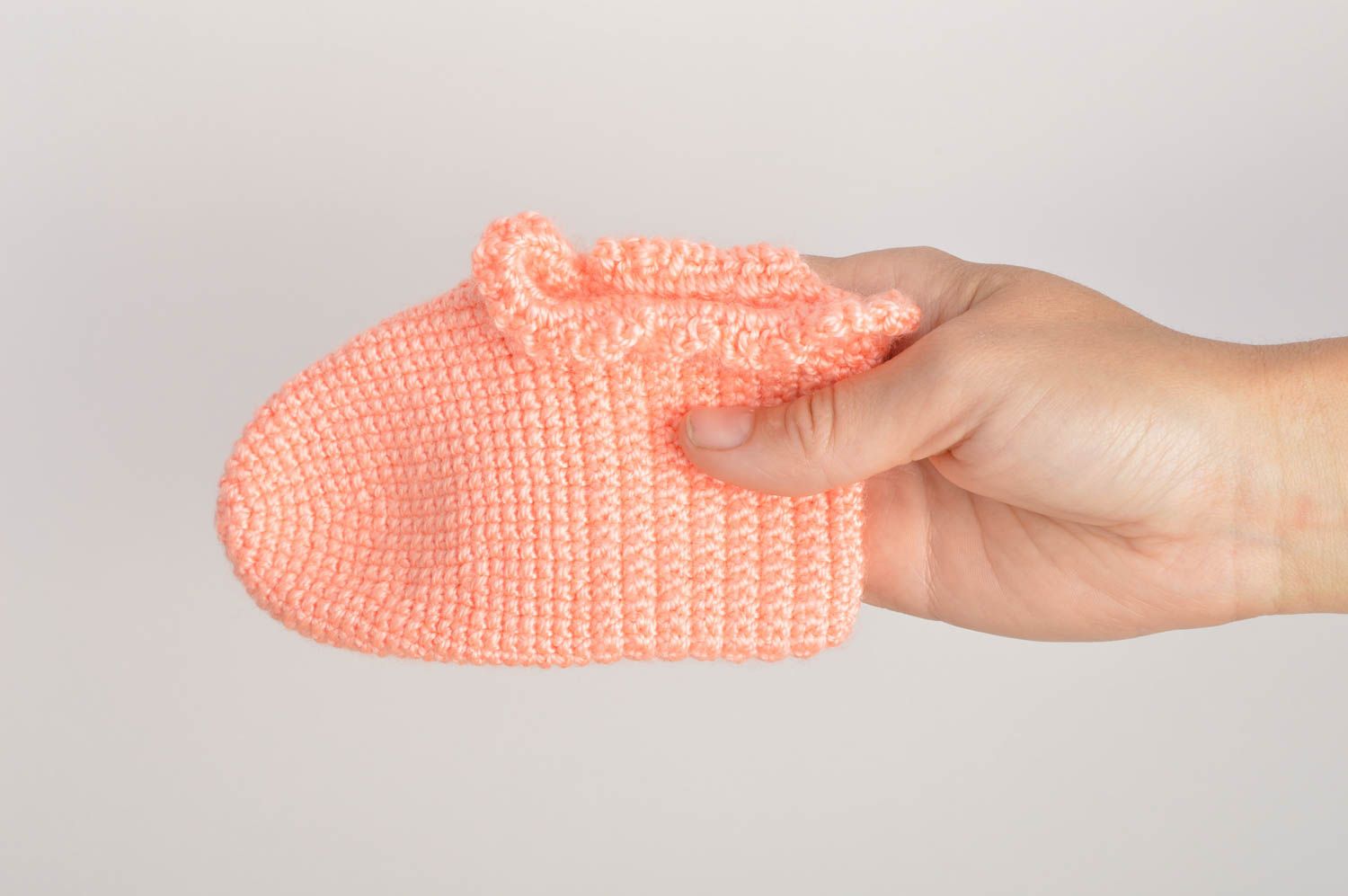 Chaussons bébé fait main Accessoire bébé Pantoufle tricot pour fille doux photo 2