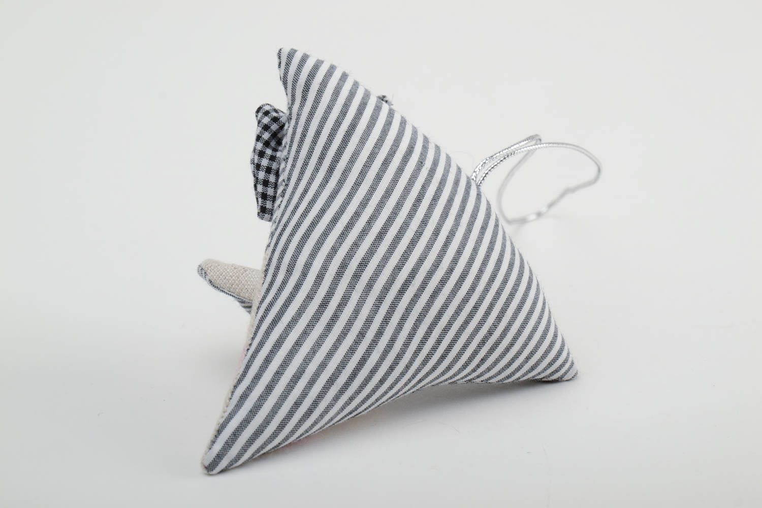 Интерьерная подвеска мышка из ткани игрушка для дома ручной работы милая фото 4