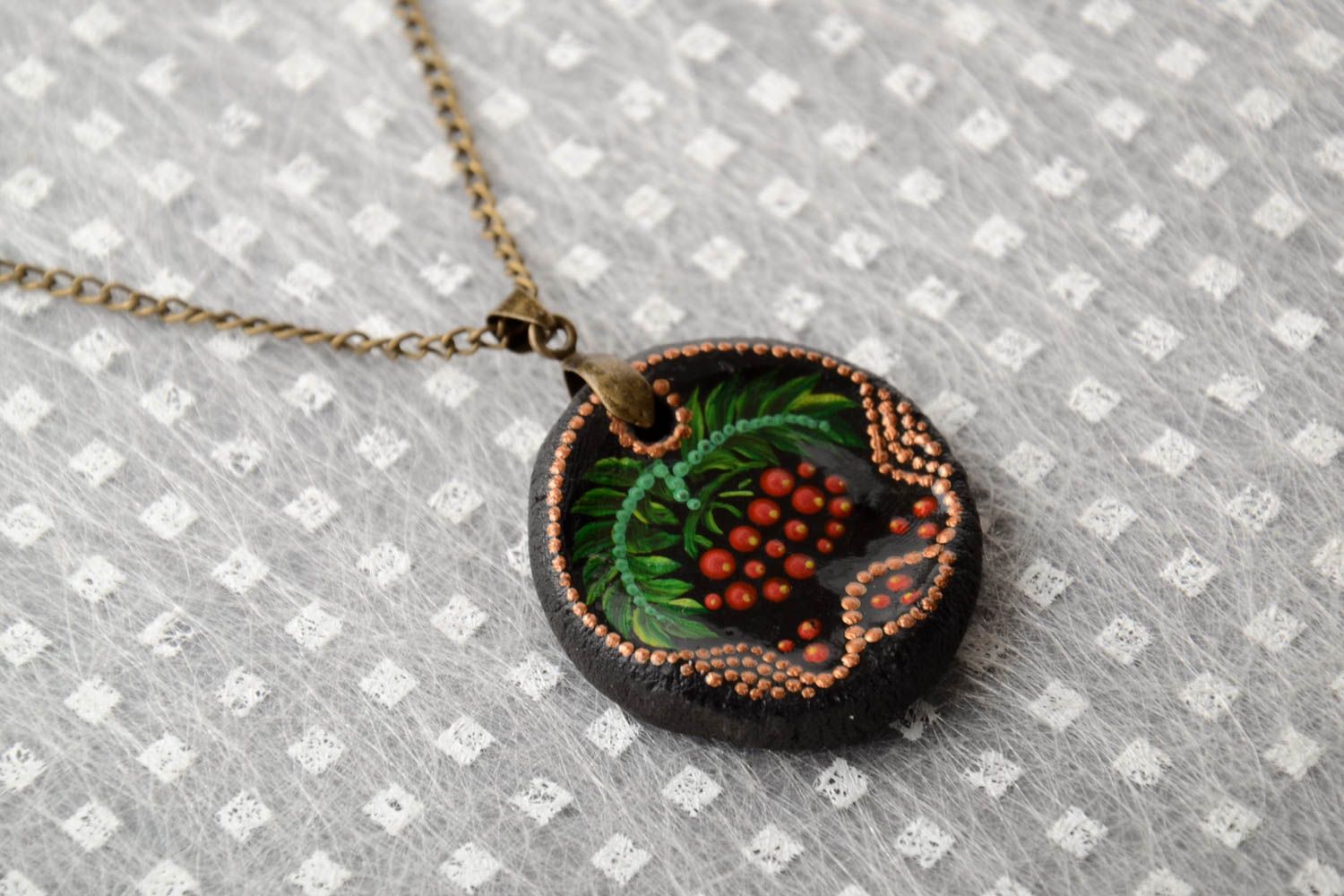 Handmade pendant unusual pendant clay accessory for girls designer jewelry photo 1