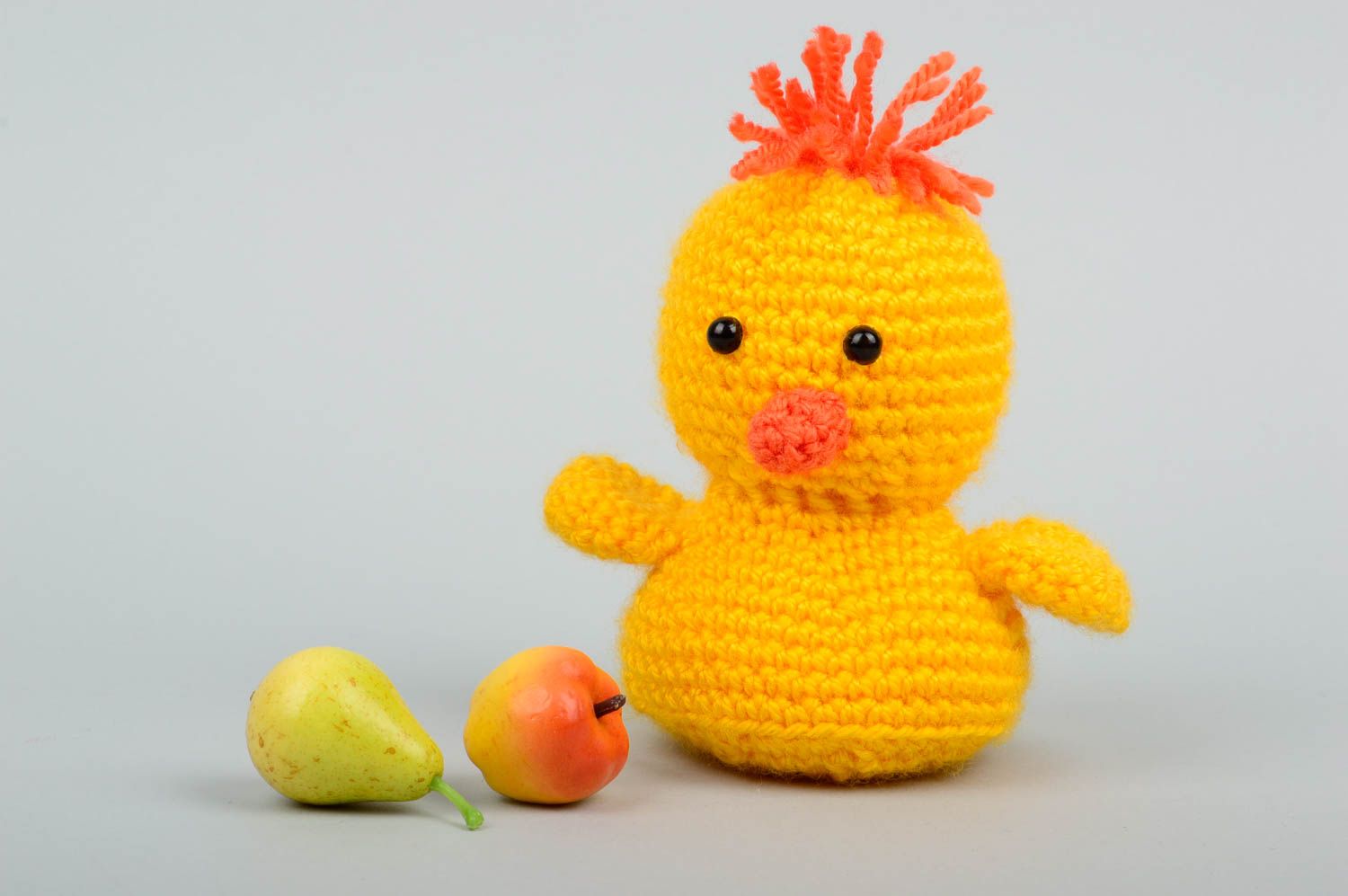 Peluche poussin jaune faite main Jouet tricot au crochet Cadeau enfant photo 1