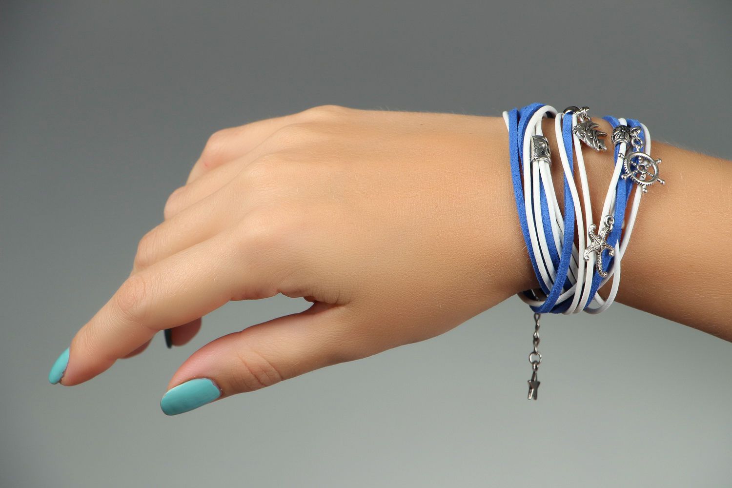 Suede bracelet in marine style photo 4