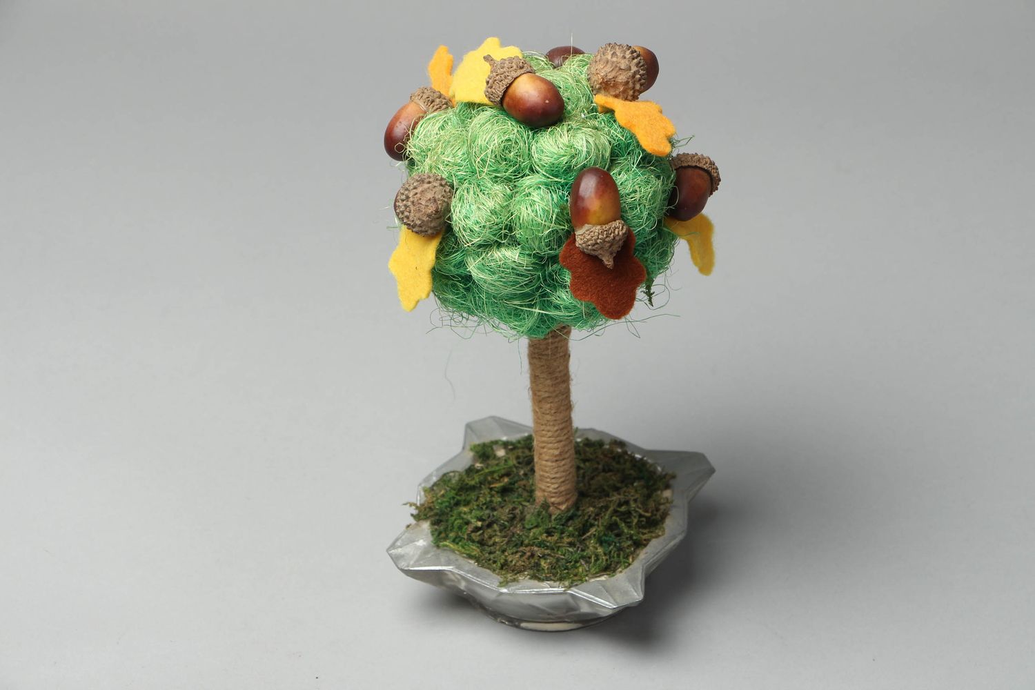 Topiario albero decorativo fatto a mano di sisal alberello della felicità foto 3