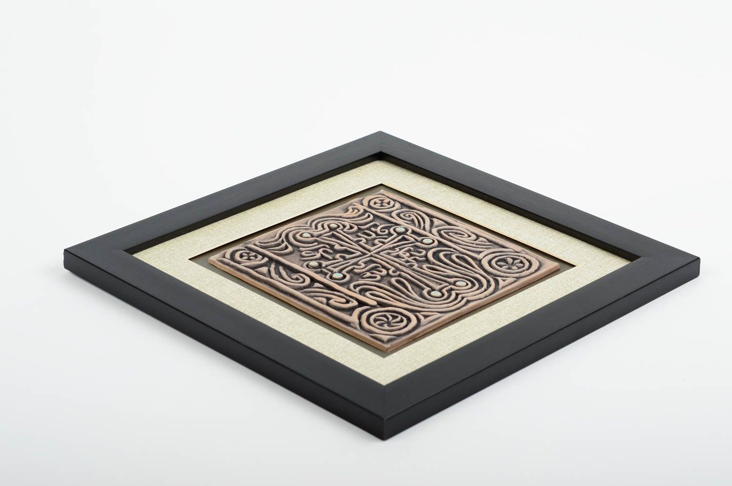 Керамическая плитка в рамке настенный декор ручной работы Красивые узоры фото 2