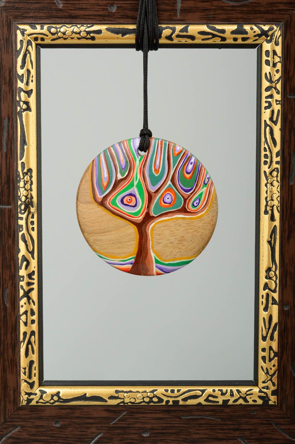 Handmade designer jewelry unusual wooden pendant stylish female pendant photo 1