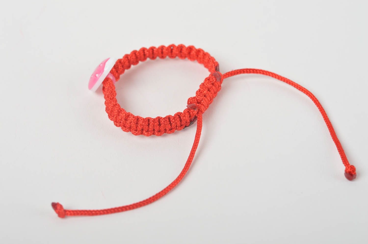 Браслет ручной работы браслет из шнурков плетеный браслет детский Божья коровка фото 5
