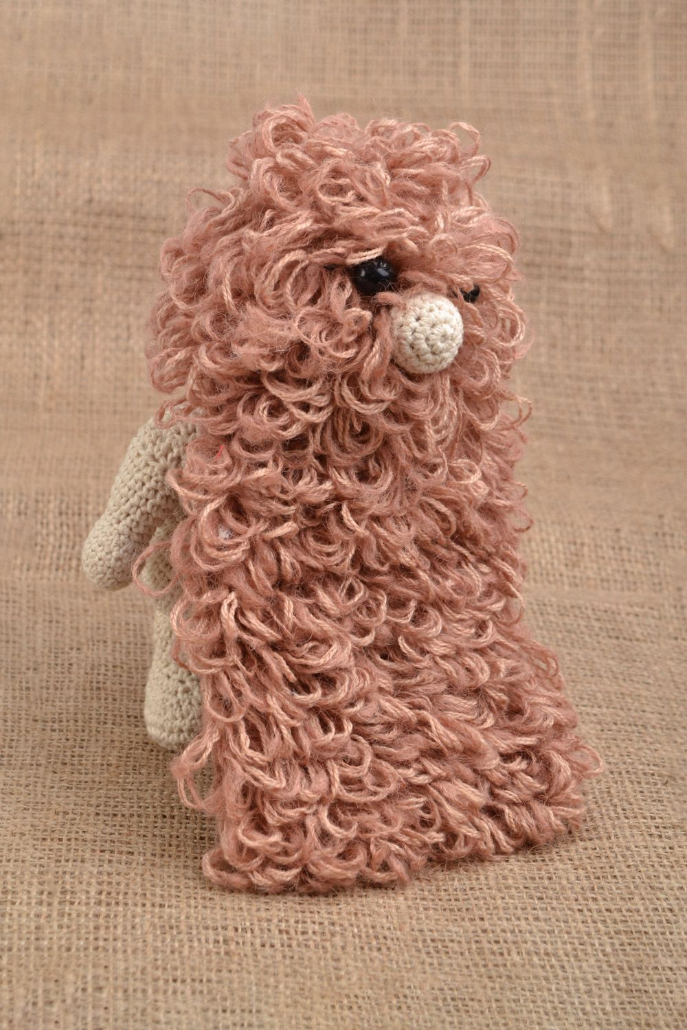 Jouet mou original Lutin amusant tricoté coton et mi-laine au crochet fait main photo 1