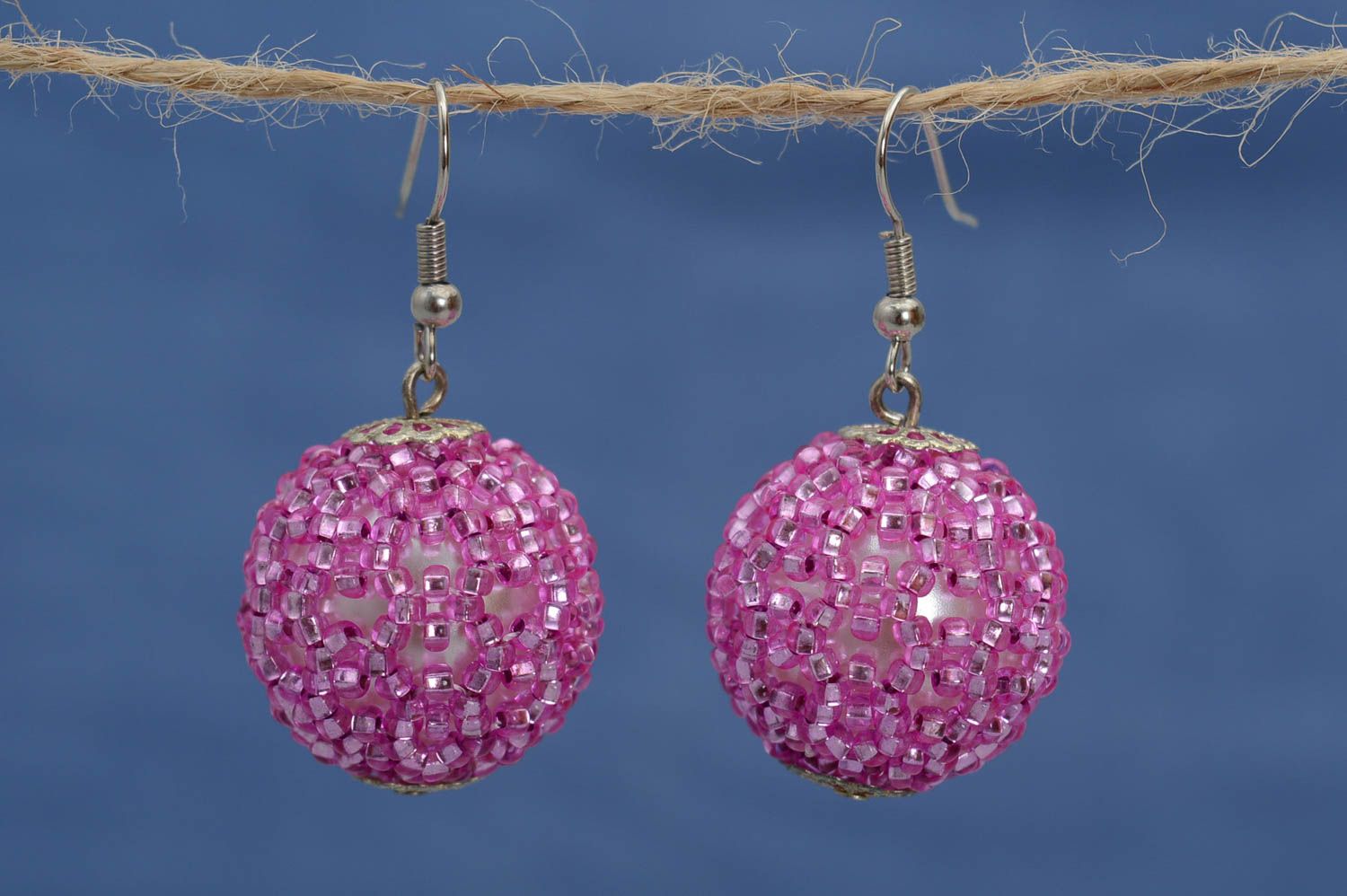 pendientes de abalorios de moda regalo original bisutería artesanal rosados foto 1