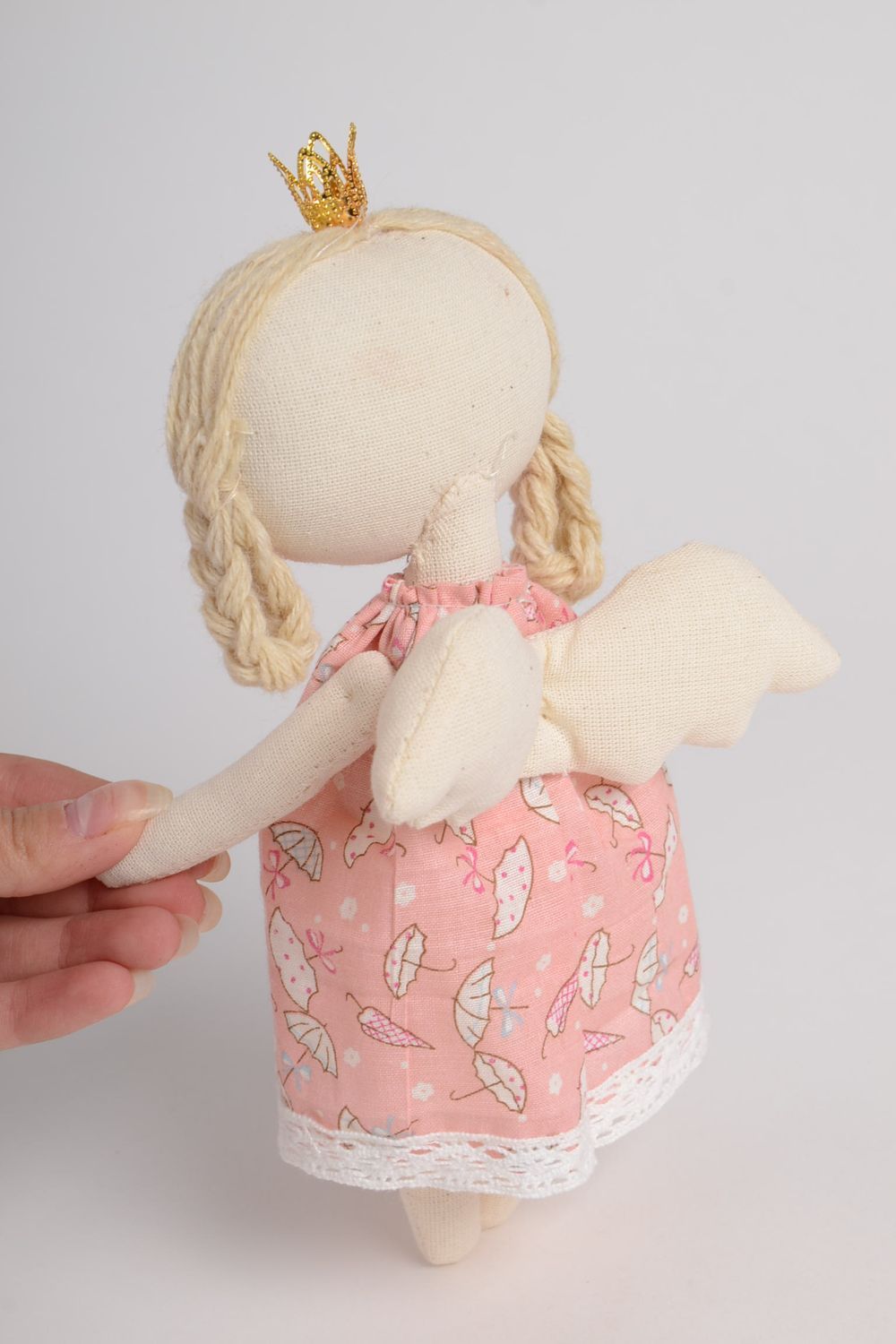 Кукла ручной работы мягкая игрушка ангел принцесса тряпичная кукла мечтательница фото 4