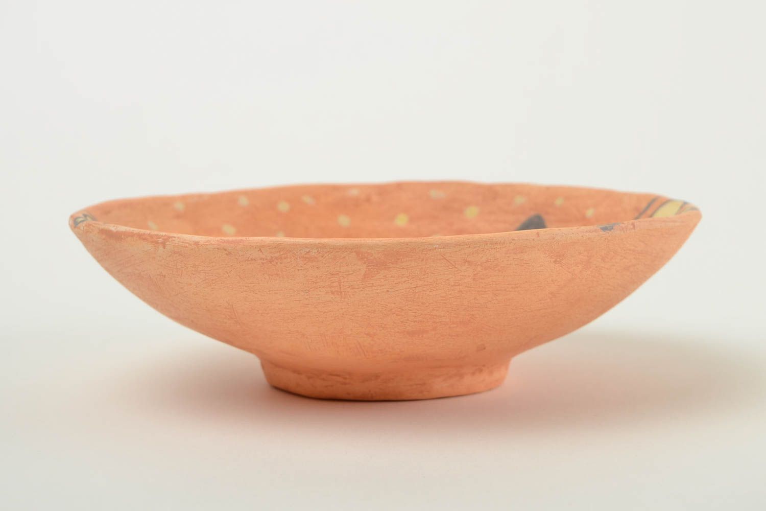 Керамическая тарелка ручной работы глиняная посуда расписная тарелка Кот фото 5
