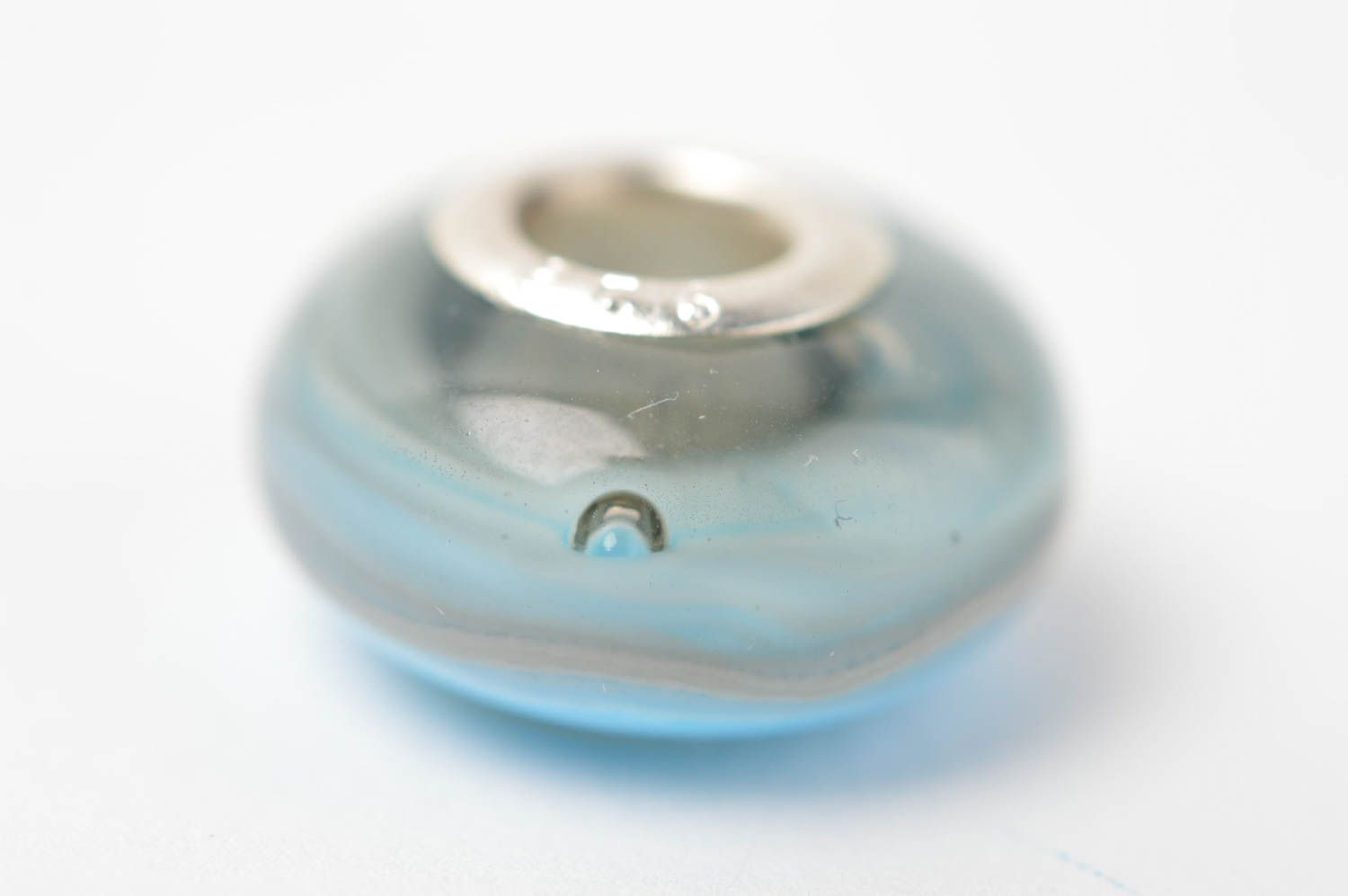 Perle de verre faite main Fourniture bijoux bleue lampwork Loisirs créatifs photo 2