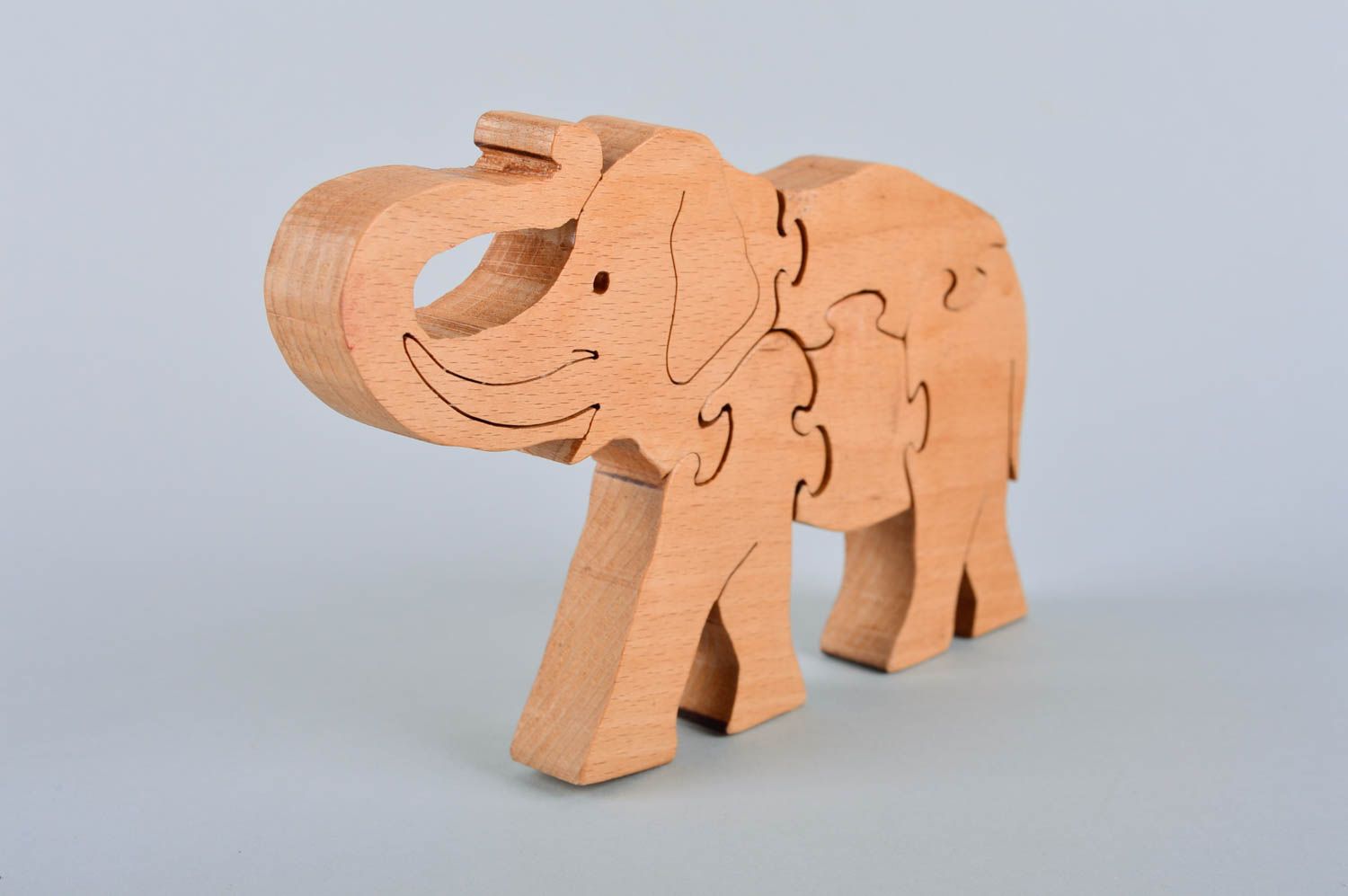 Игрушка ручной работы пазлы для детей слоник деревянная головоломка для детей фото 3