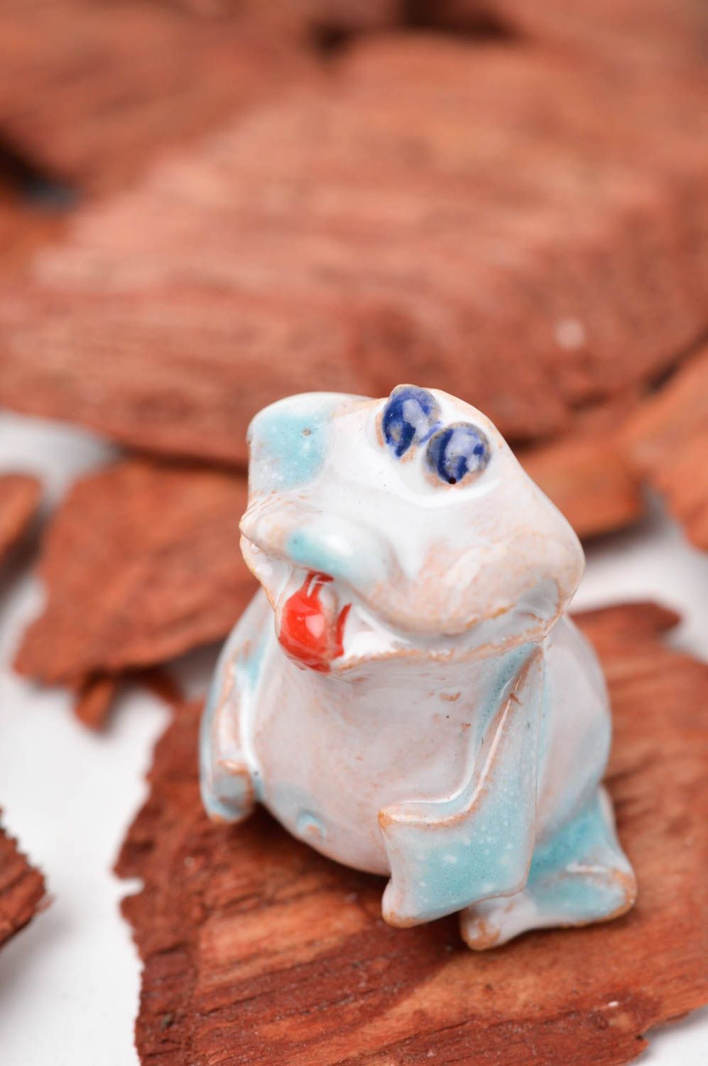 Handgemachter Frosch Keramik Deko Figur aus Ton Tier Statue Miniatur Figur
 foto 7