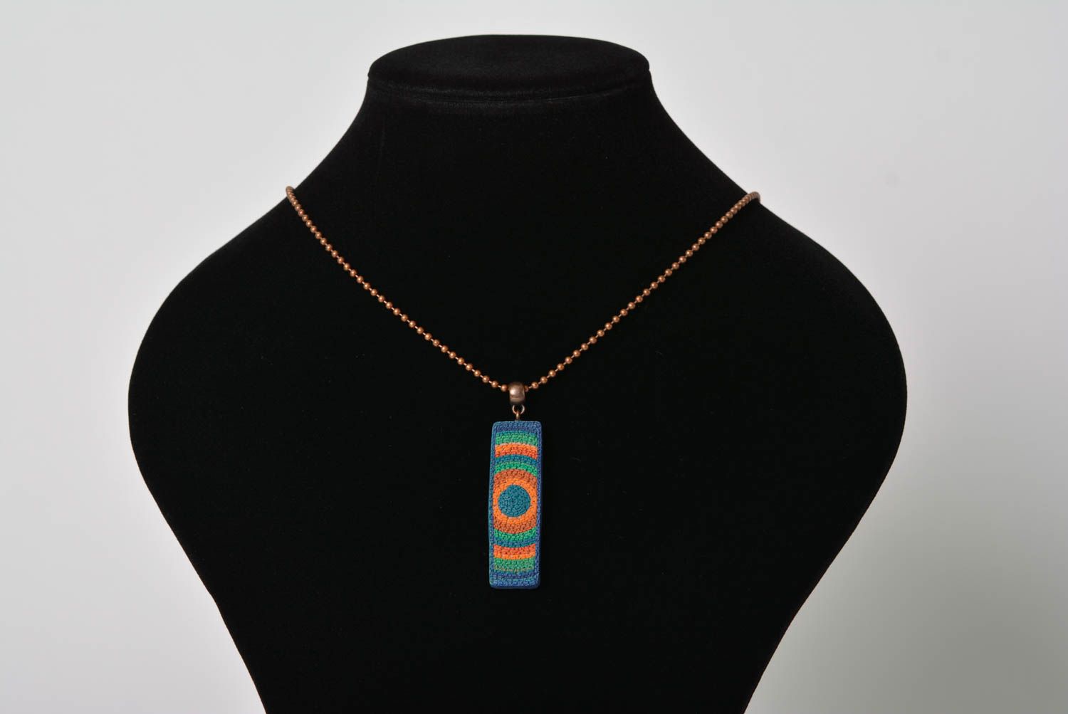 Beautiful handmade rectangular plastic pendant necklace on chain photo 5