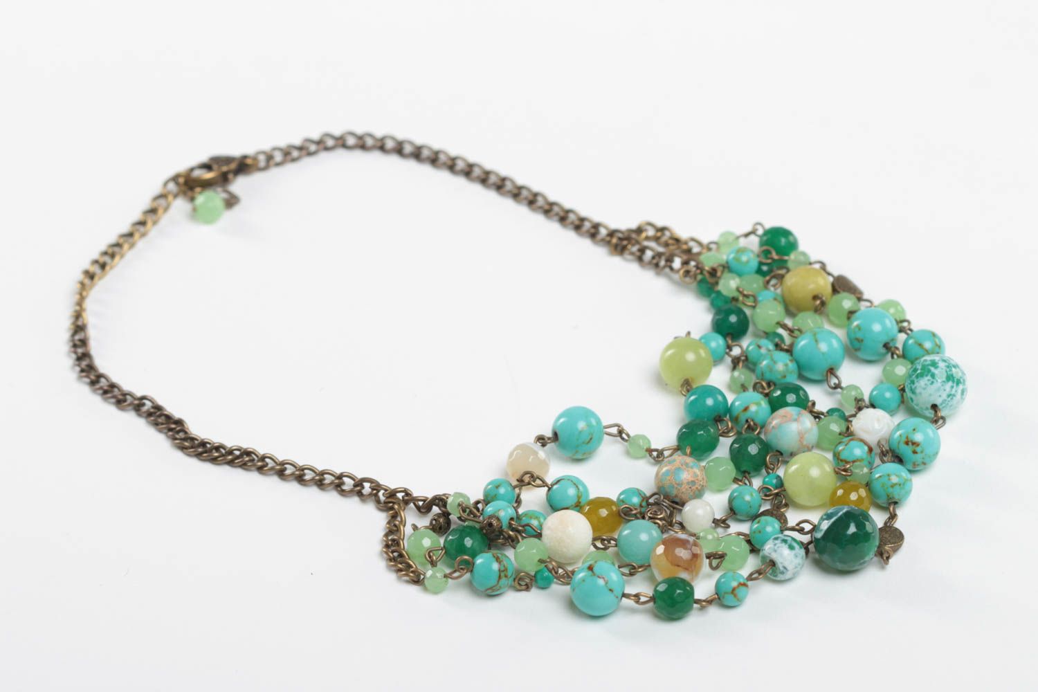 Handmade Damen Collier Modeschmuck Halskette Accessoire für Frauen aus Steinen foto 2