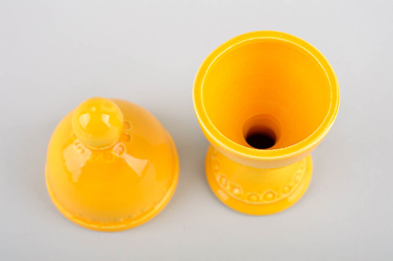 Soporte para huevo hecho a mano vajilla de barro amarilla regalo personalizado foto 3